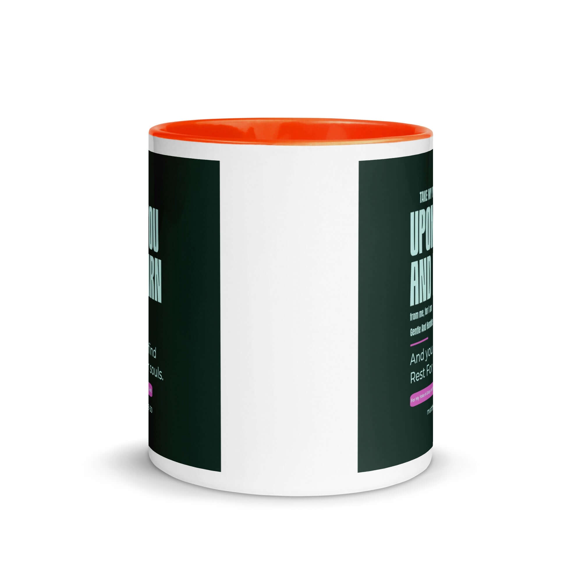 Matthew 11:29-30 Bible Verse, I am gentle White Ceramic Mug with Color Inside