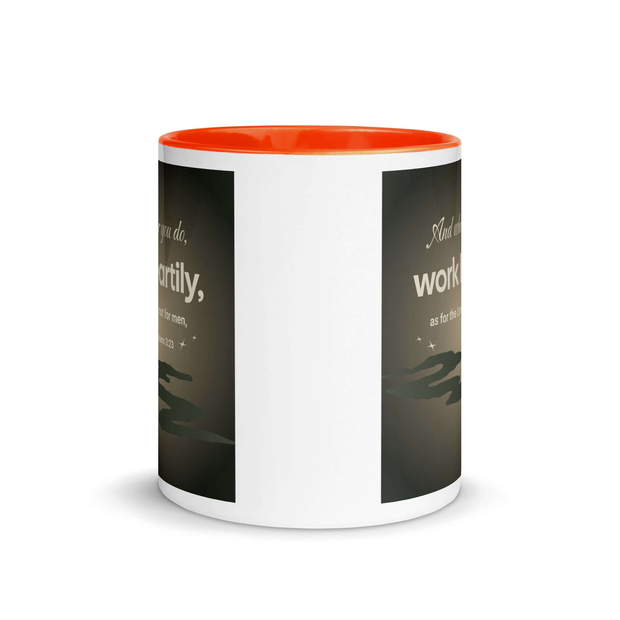 Colossians 3:23 Bible Verse, as for the Lord White Ceramic Mug with Color Inside
