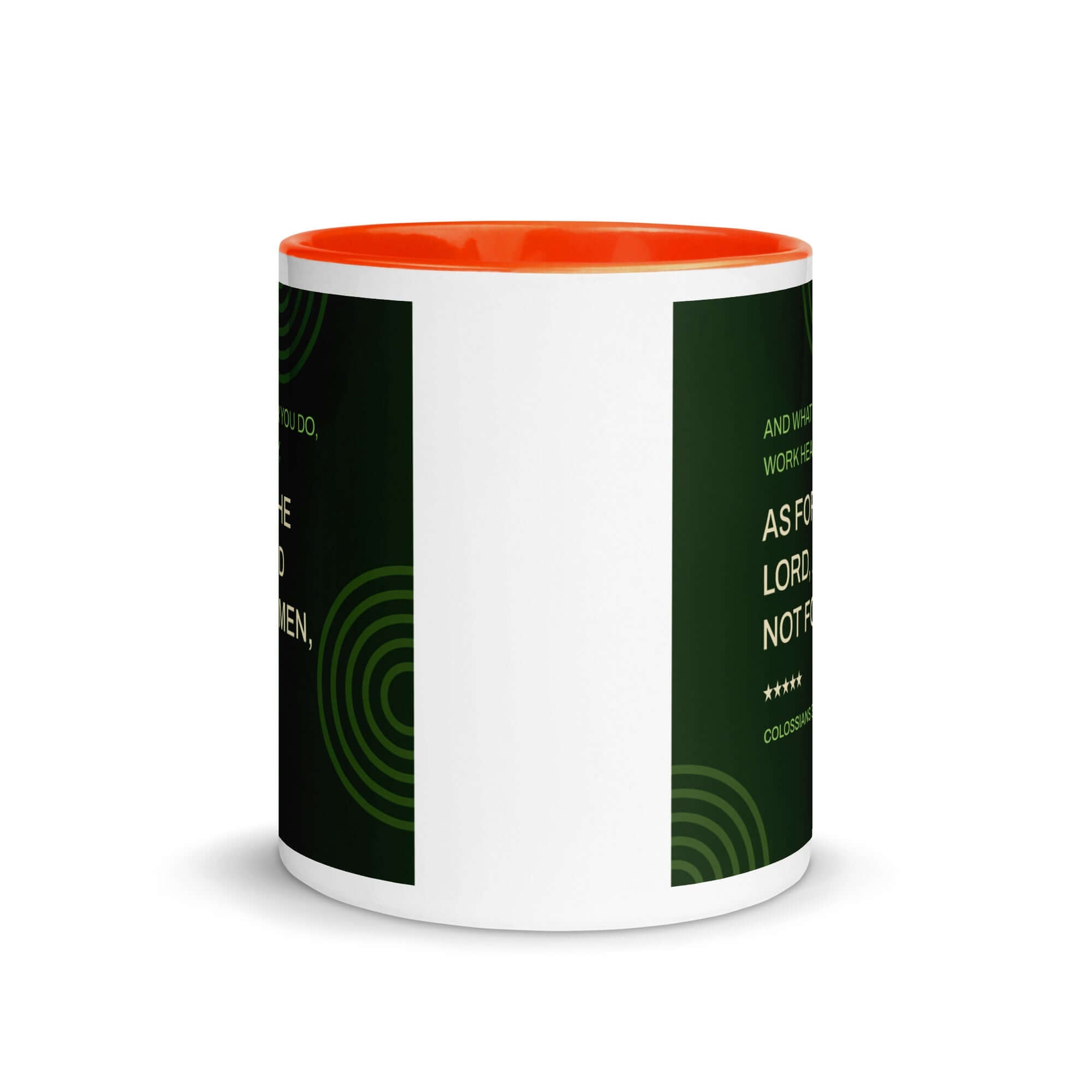 Colossians 3:23 Bible Verse, not for men White Ceramic Mug with Color Inside