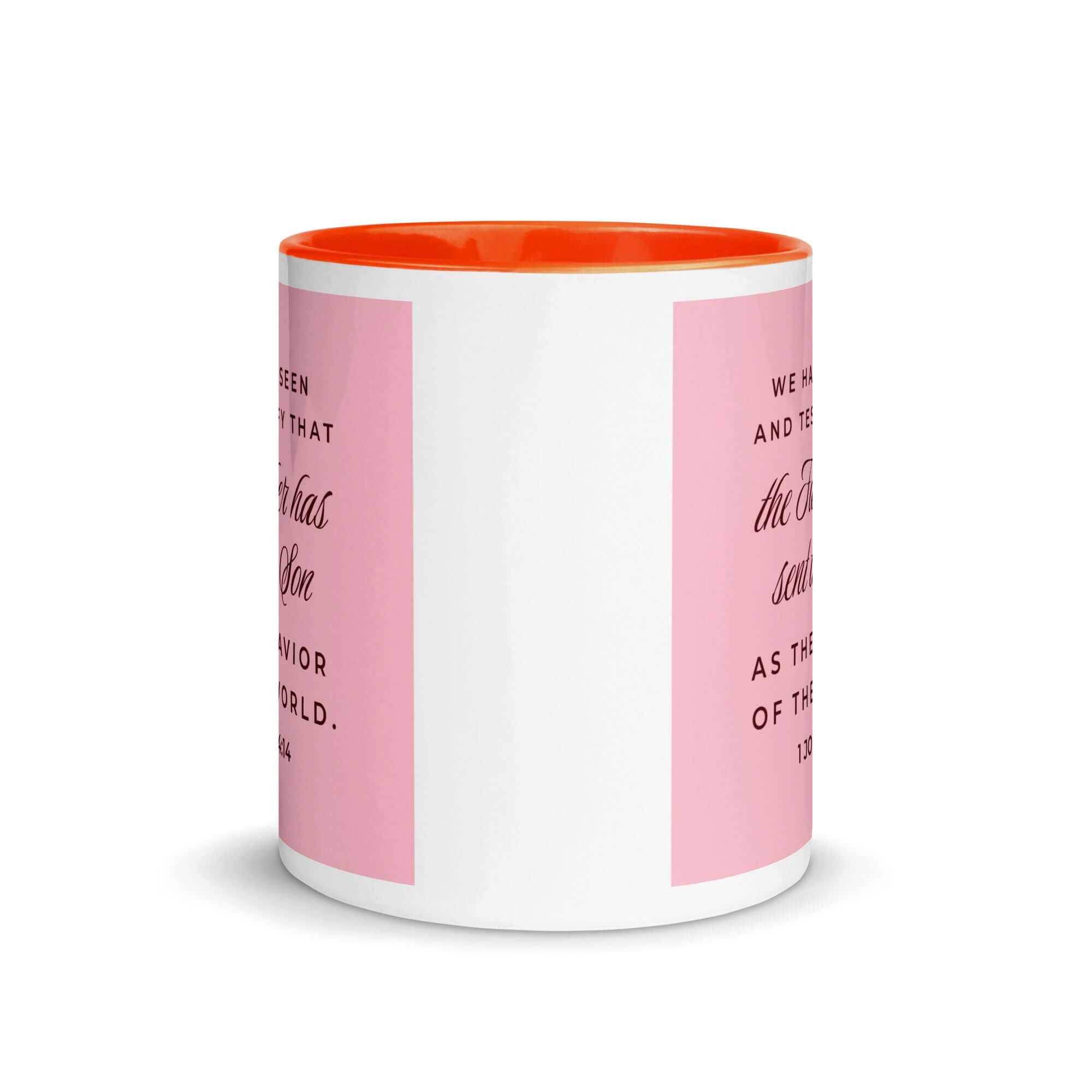 1 John 4:14 Bible Verse, We have seen White Ceramic Mug with Color Inside