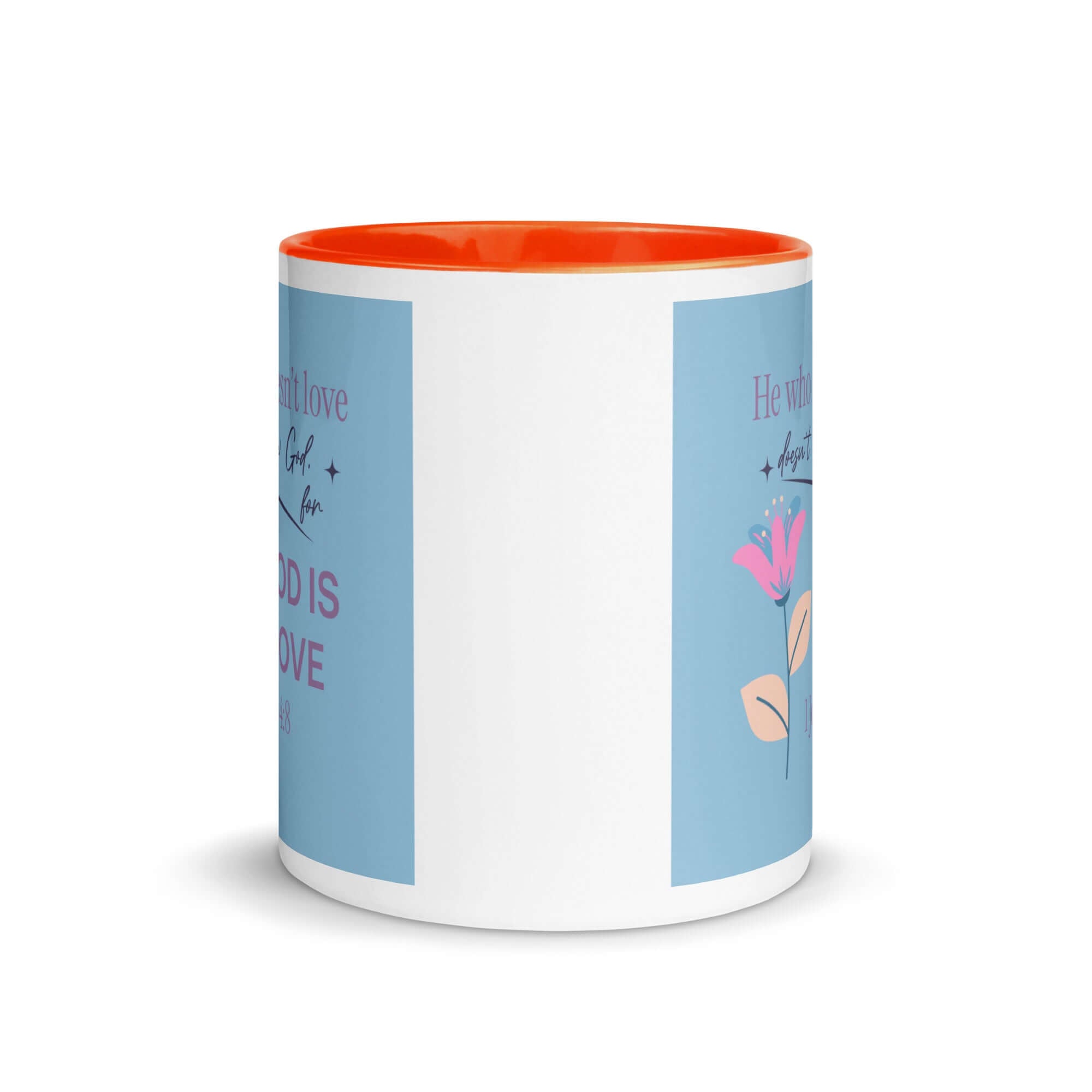 1 John 4:8 Bible Verse, doesn’t love White Ceramic Mug with Color Inside