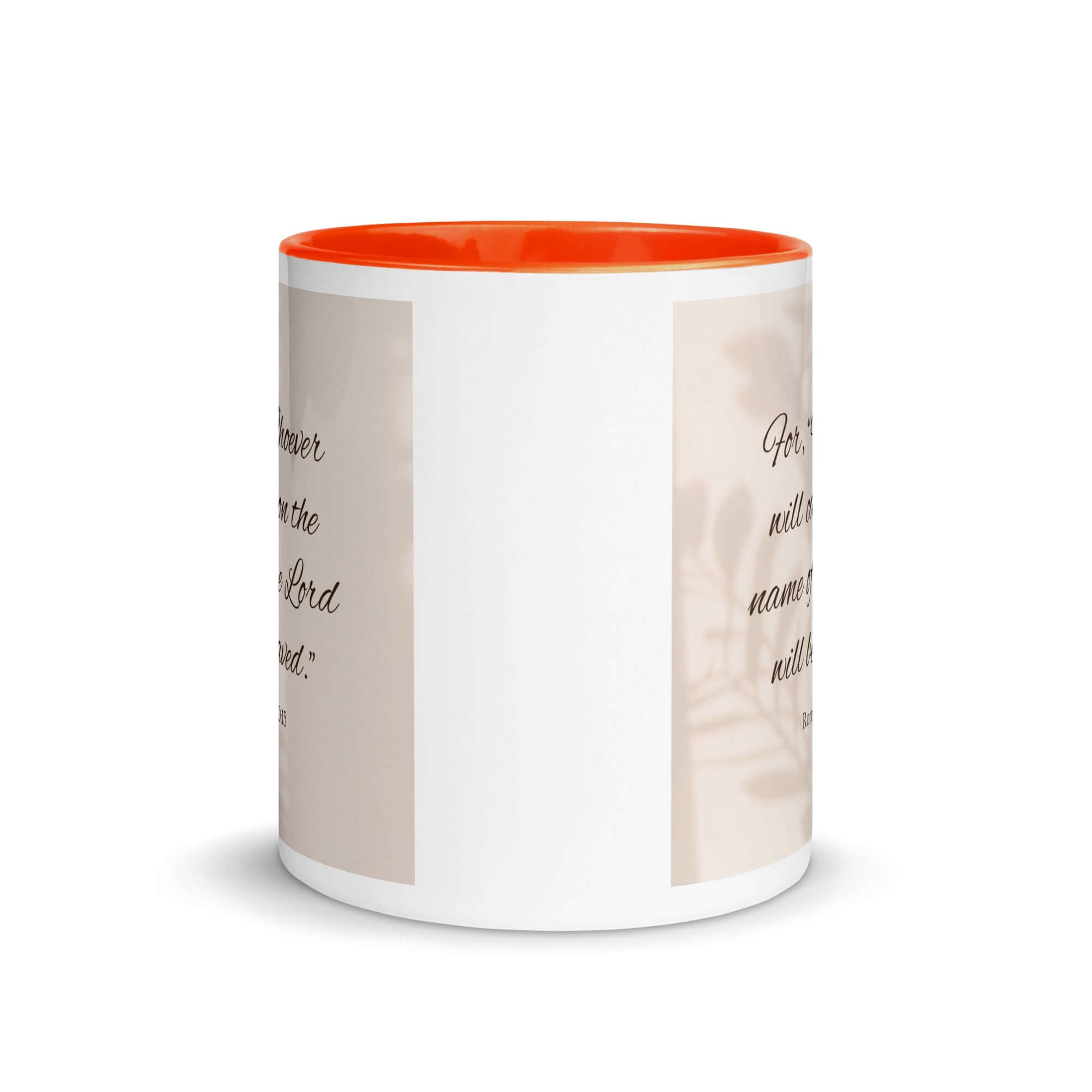 Romans 10:13 Bible Verse, Whoever White Ceramic Mug with Color Inside