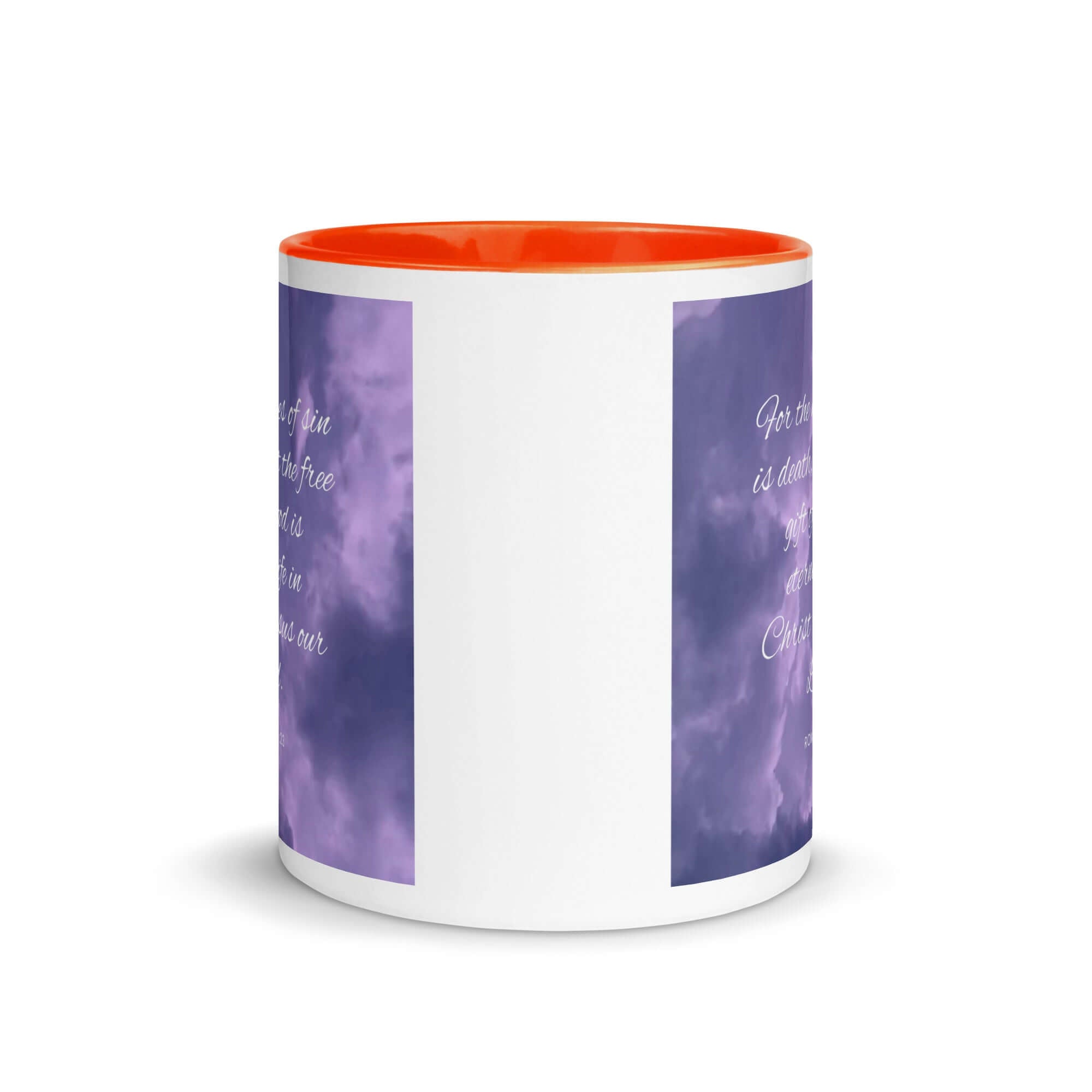 Romans 6:23 Bible Verse, free gift White Ceramic Mug with Color Inside