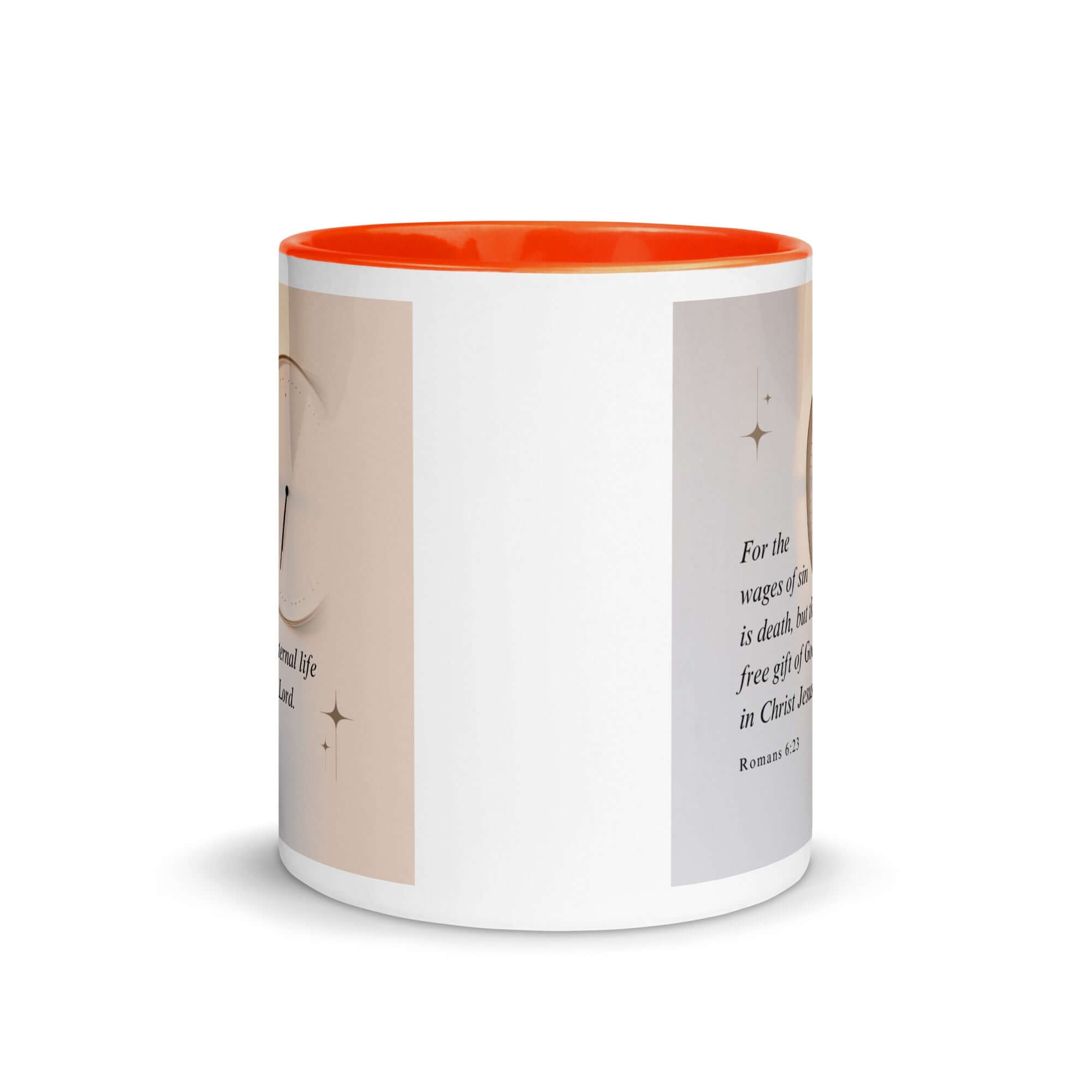 Romans 6:23 Bible Verse, our Lord White Ceramic Mug with Color Inside