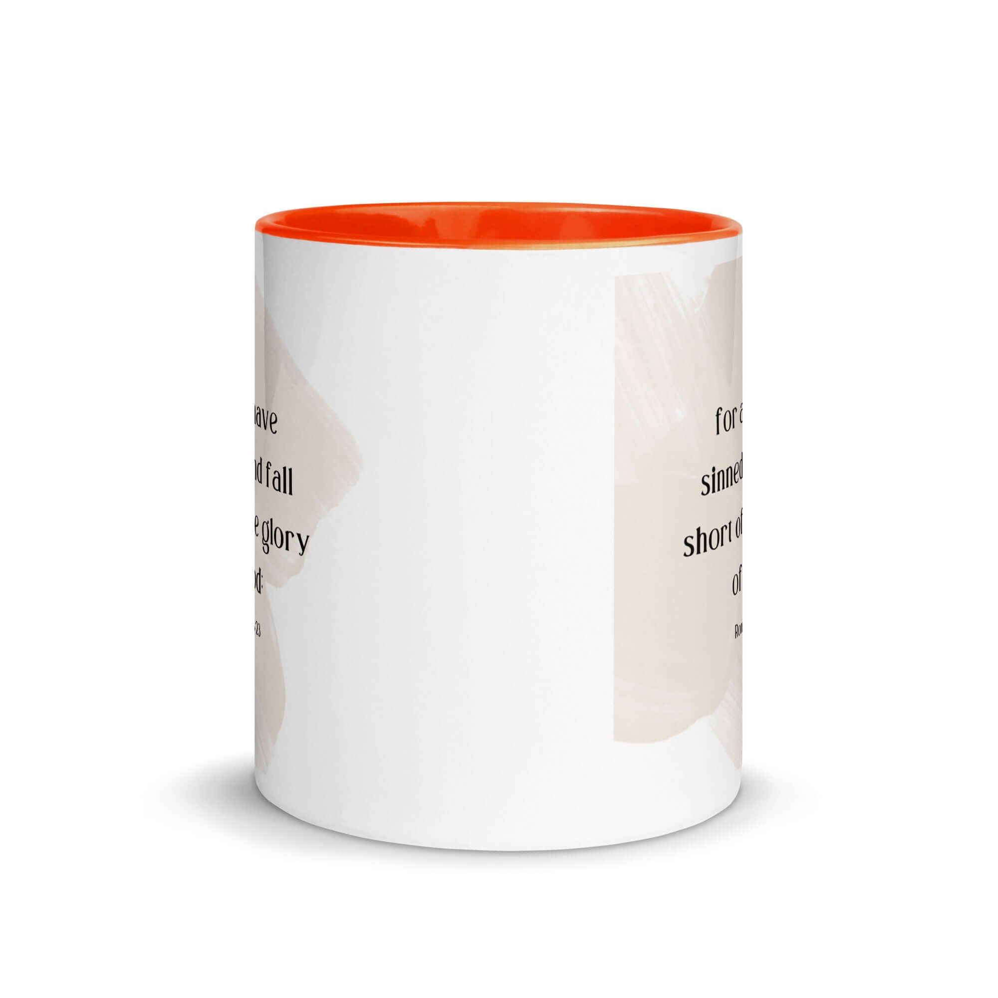 Romans 3:23 Bible Verse, fall short White Ceramic Mug with Color Inside