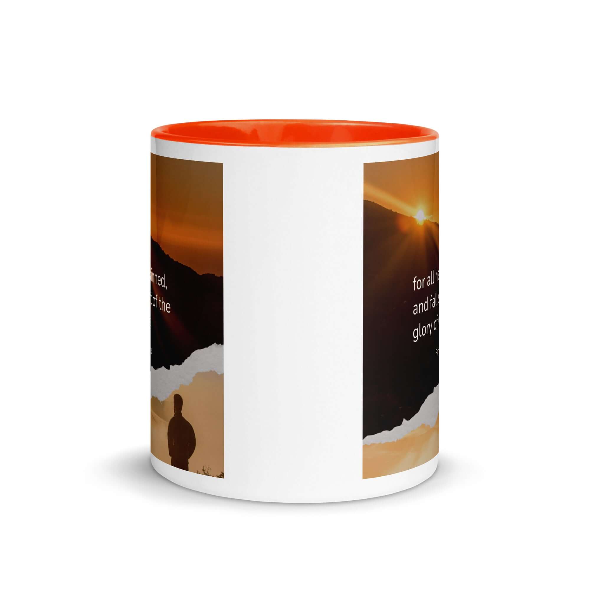 Romans 3:23 Bible Verse, of God White Ceramic Mug with Color Inside