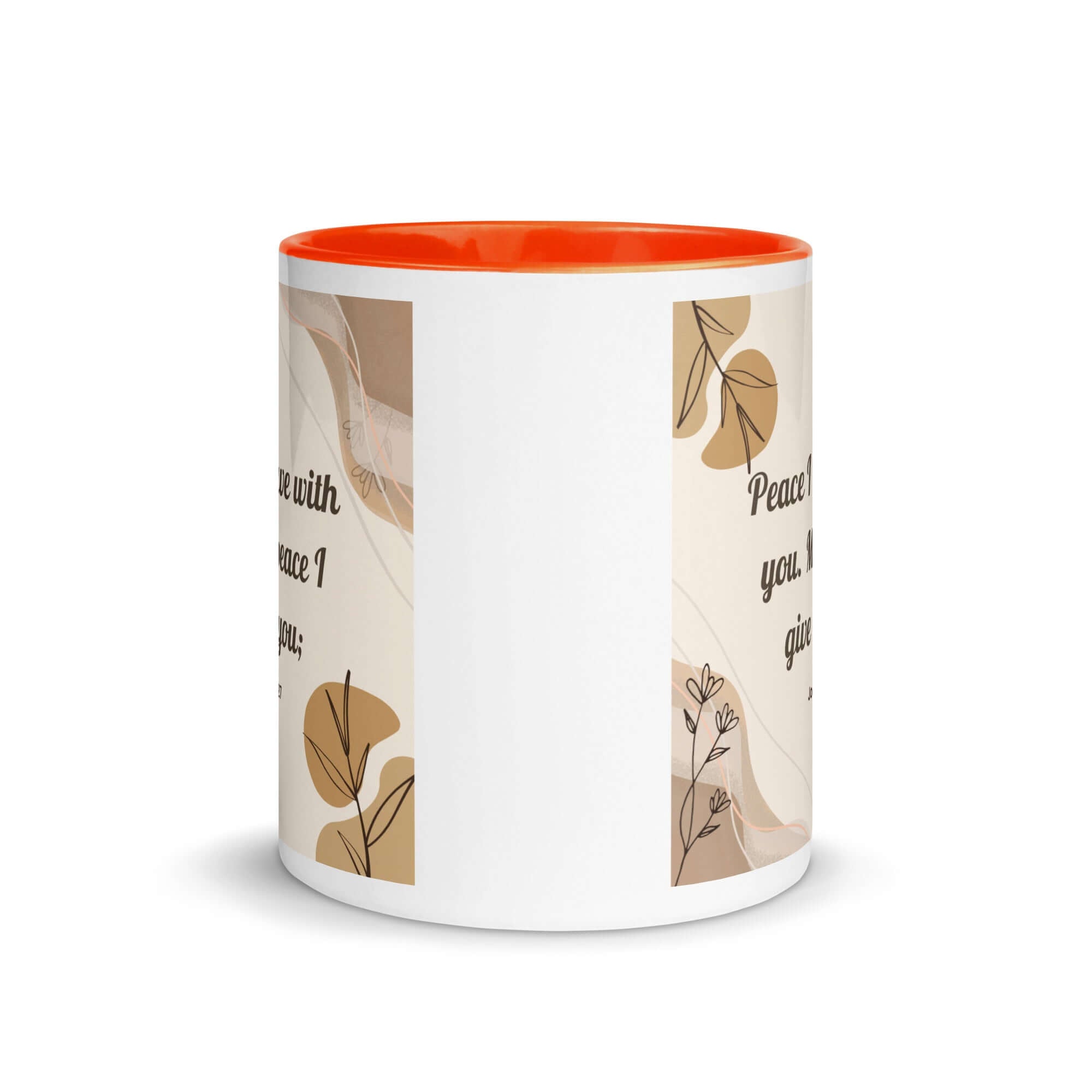 John 14:27 Bible Verse, Peace I White Ceramic Mug with Color Inside