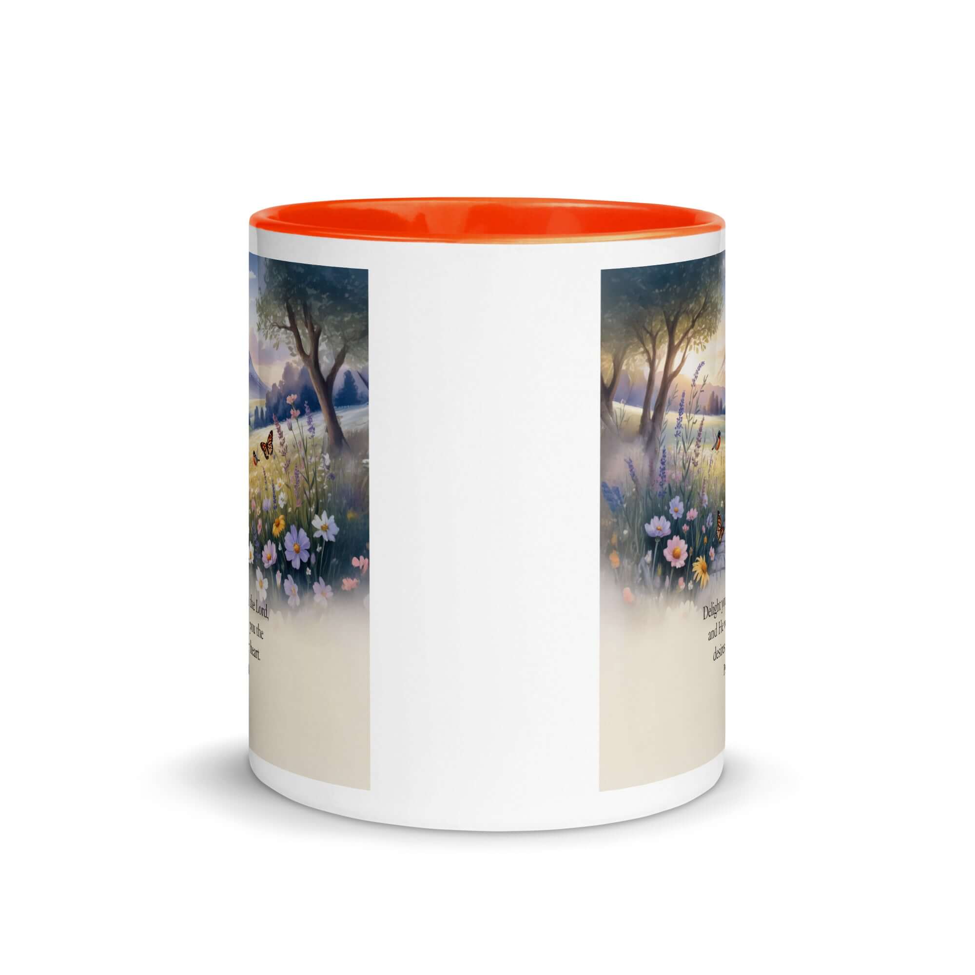 Psalm 37:4 Bible Verse, Delight White Ceramic Mug with Color Inside