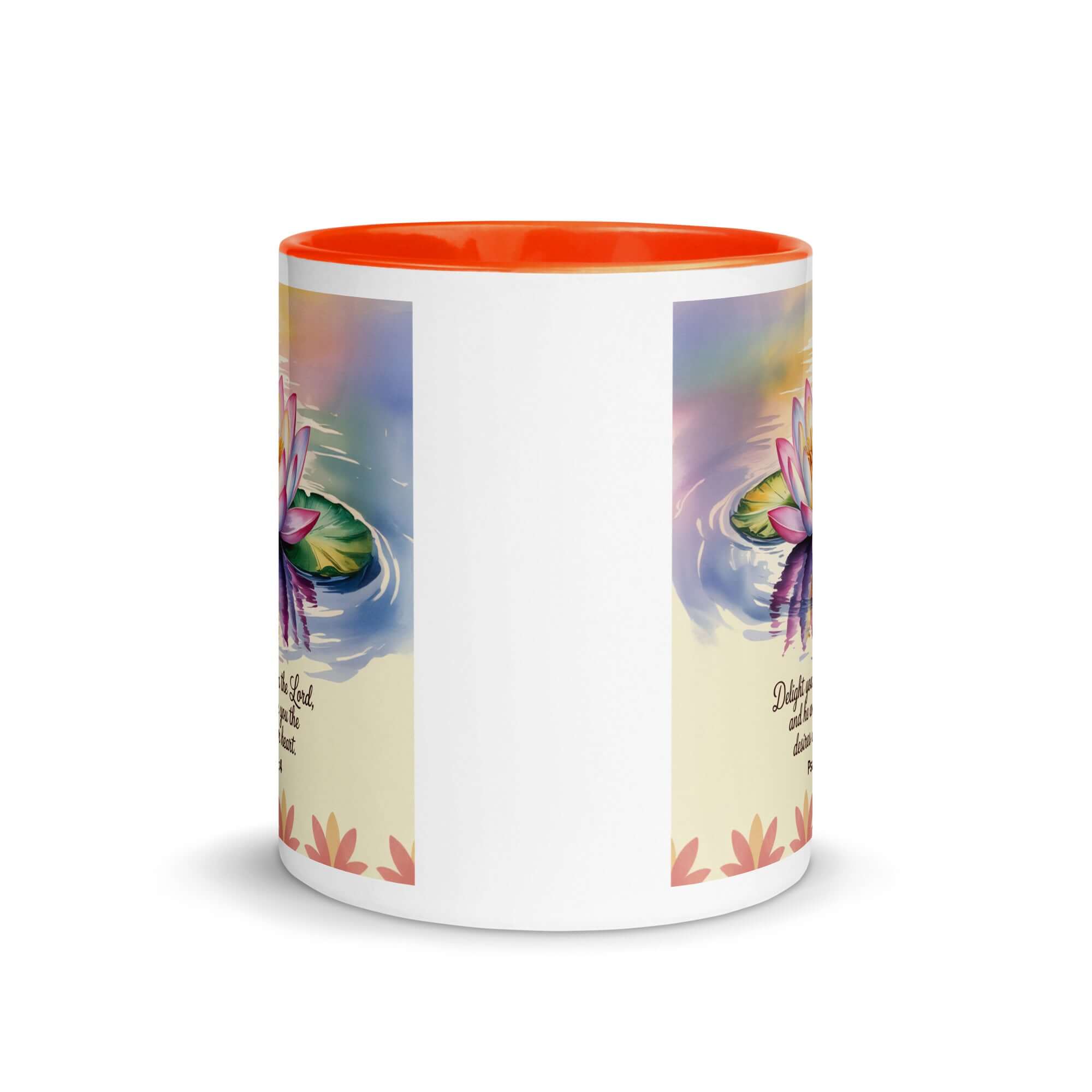 Psalm 37:4 Bible Verse, the Lord White Ceramic Mug with Color Inside