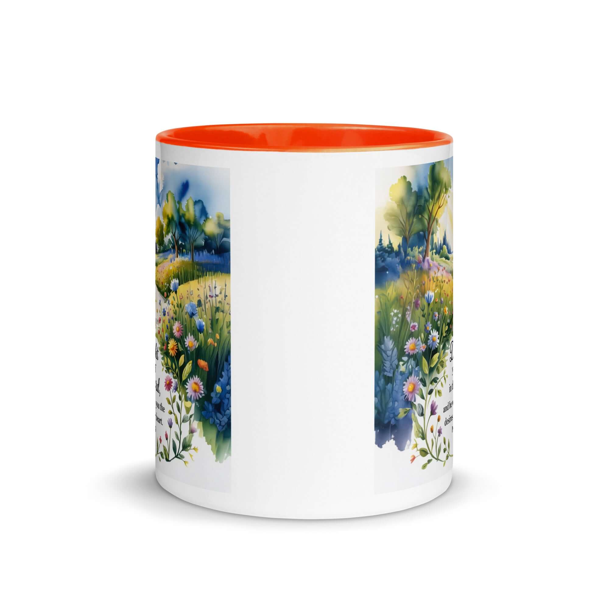 Psalm 37:4 Bible Verse, desires White Ceramic Mug with Color Inside