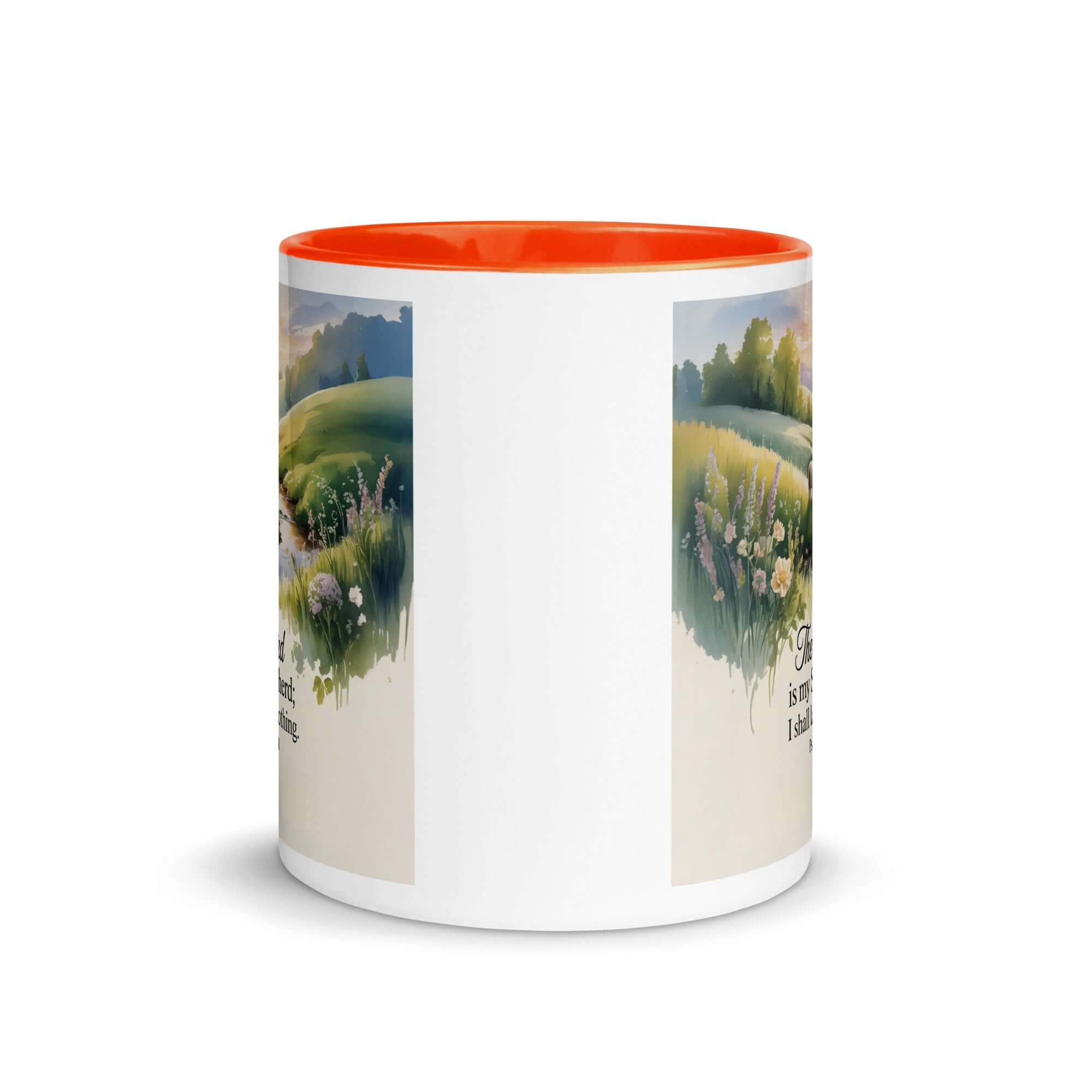 Psalm 23:1 Bible Verse, Lord White Ceramic Mug with Color Inside