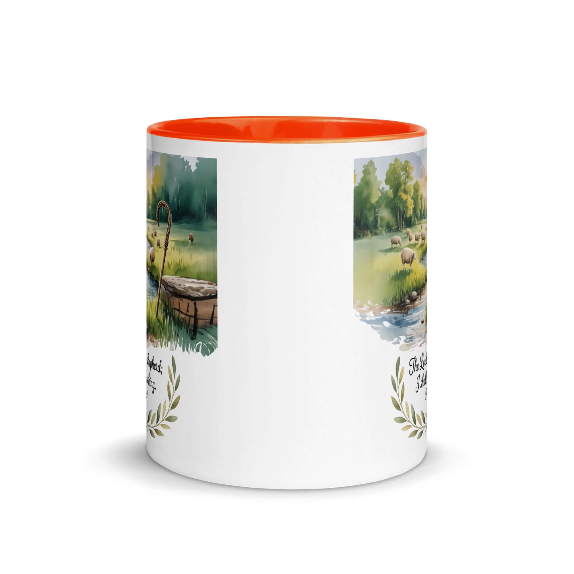 Psalm 23:1 Bible Verse, is my White Ceramic Mug with Color Inside