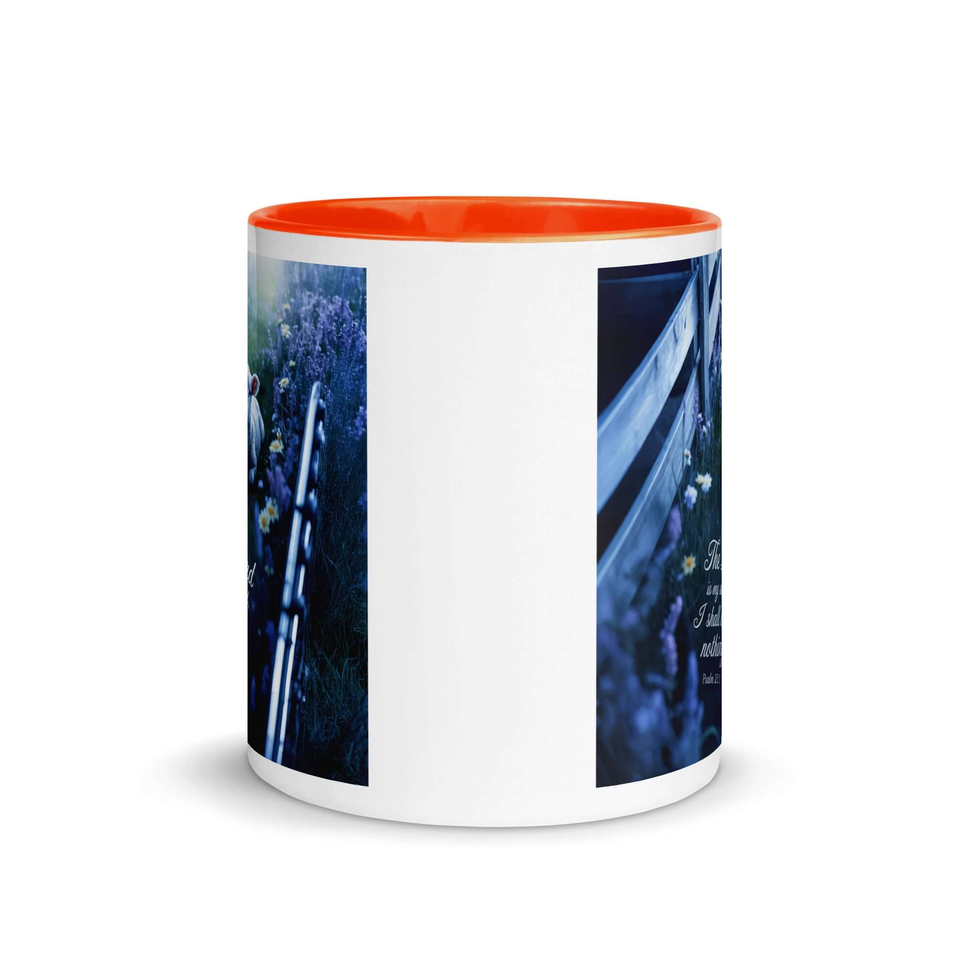 Psalm 23:1 Bible Verse, Shepherd White Ceramic Mug with Color Inside