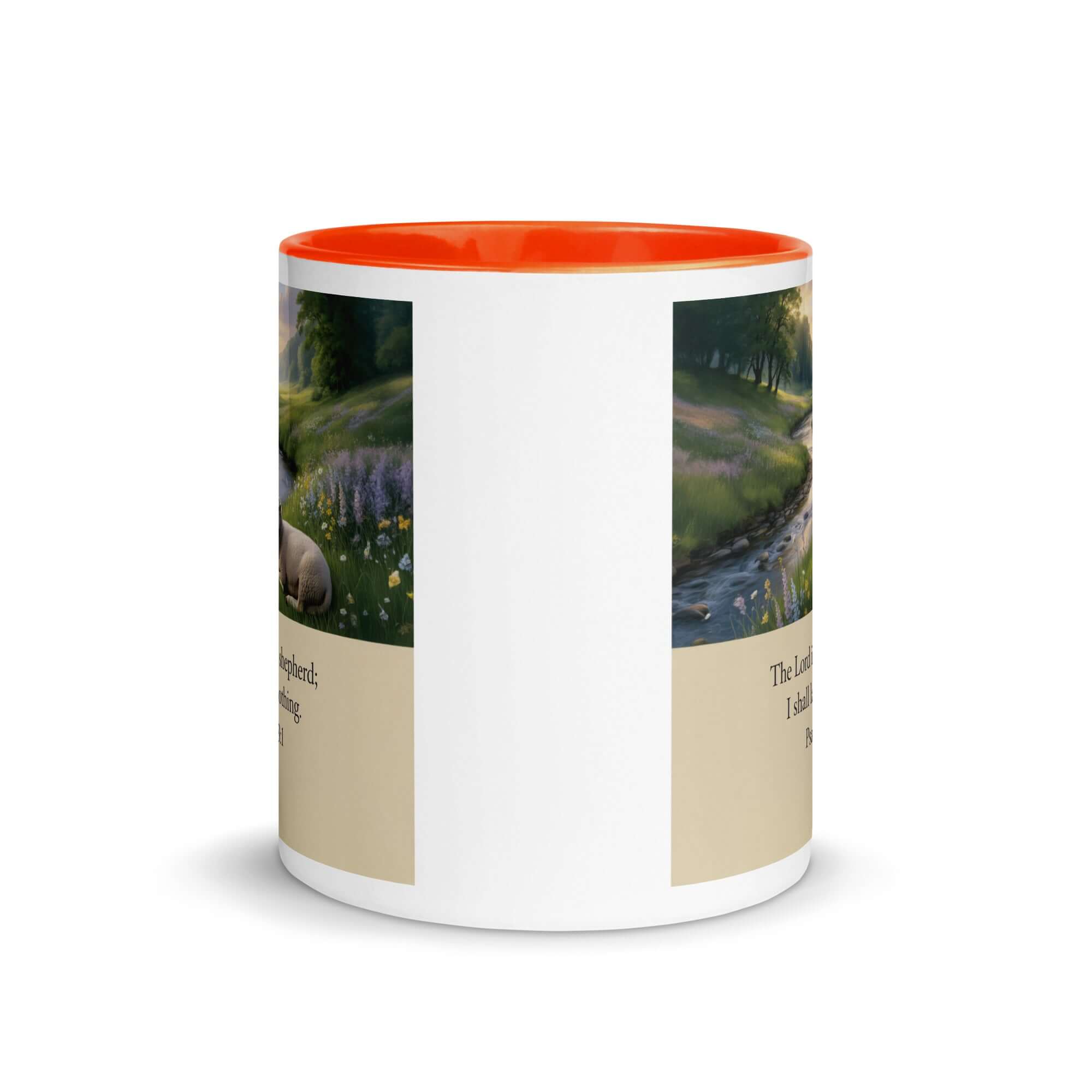 Psalm 23:1 Bible Verse, I shall White Ceramic Mug with Color Inside