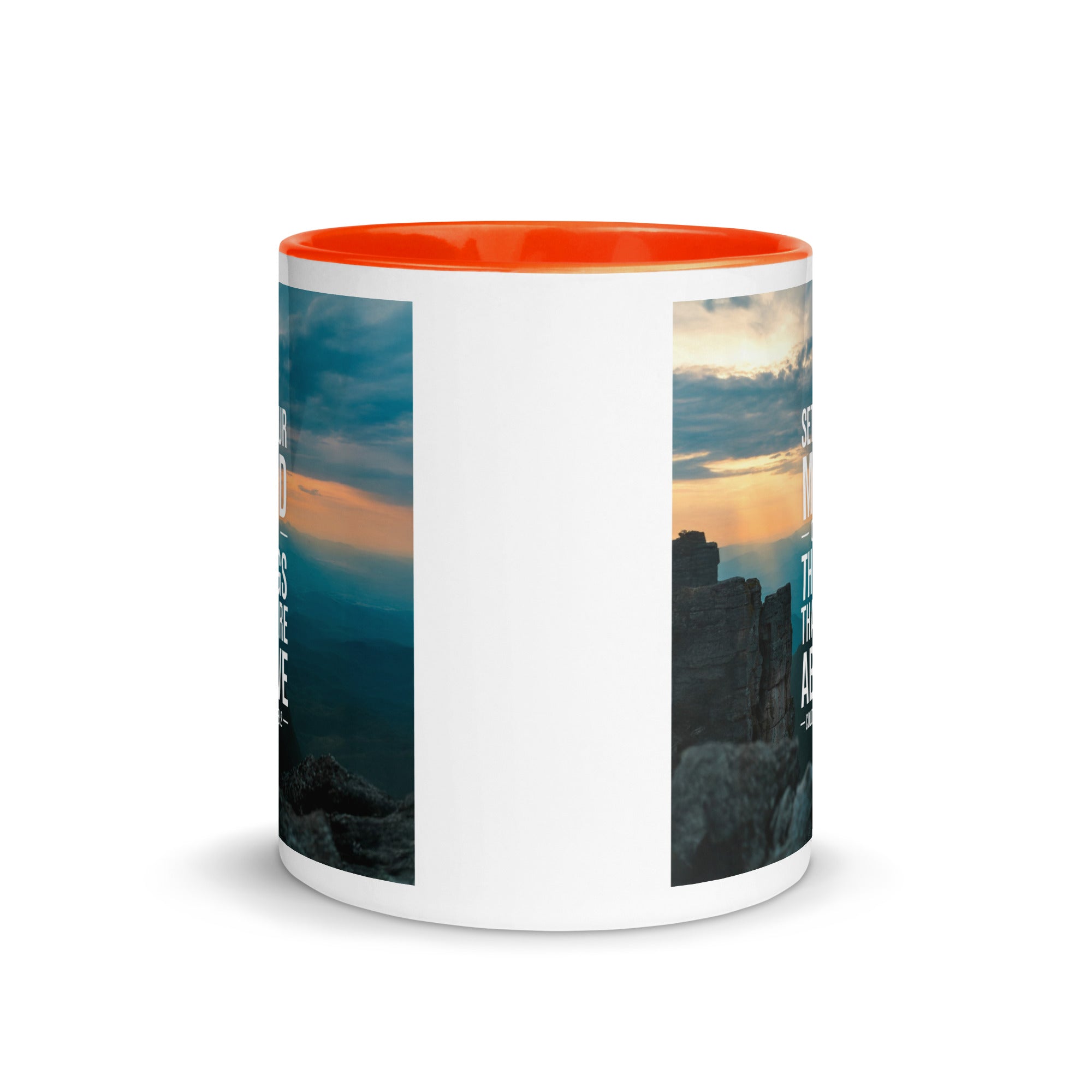 Colossians 3:2 Bible Verse on the White Ceramic Mug with Color Inside