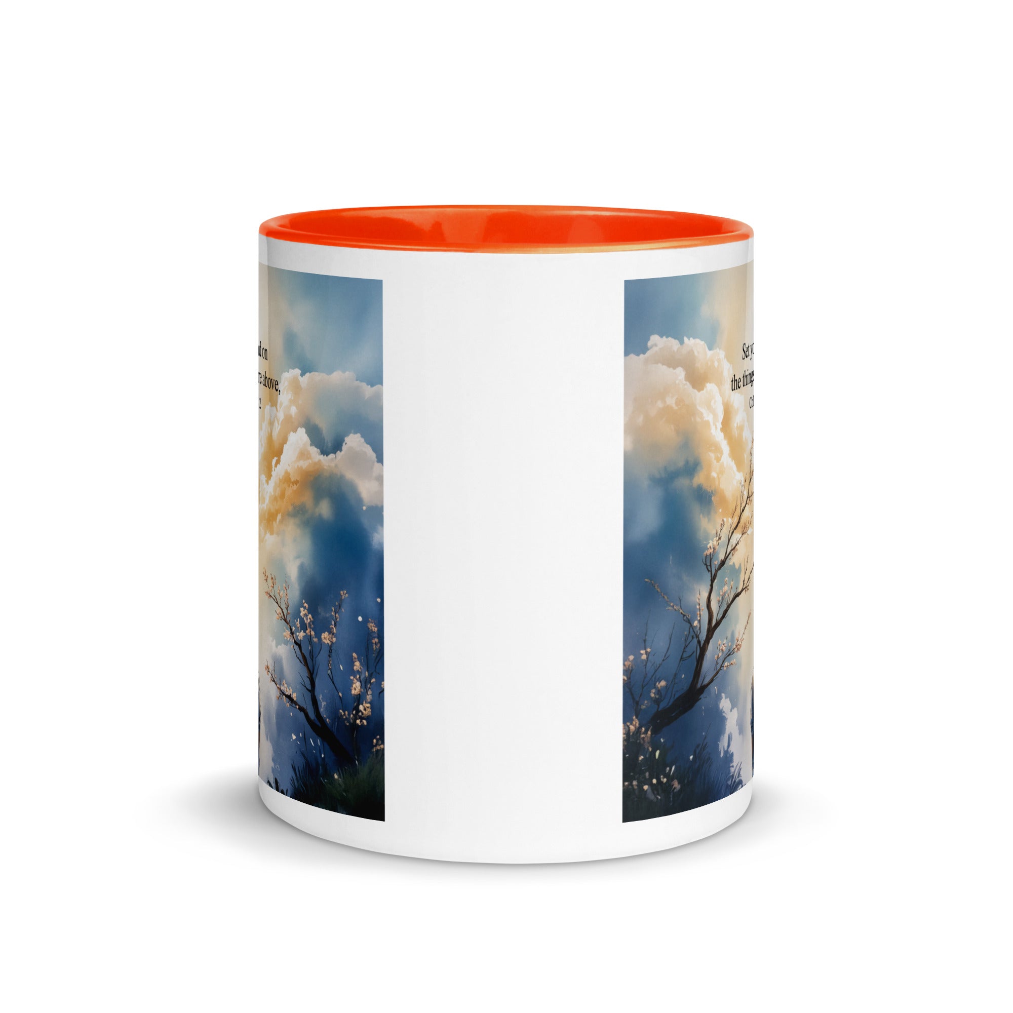 Colossians 3:2 Bible Verse the things White Ceramic Mug with Color Inside