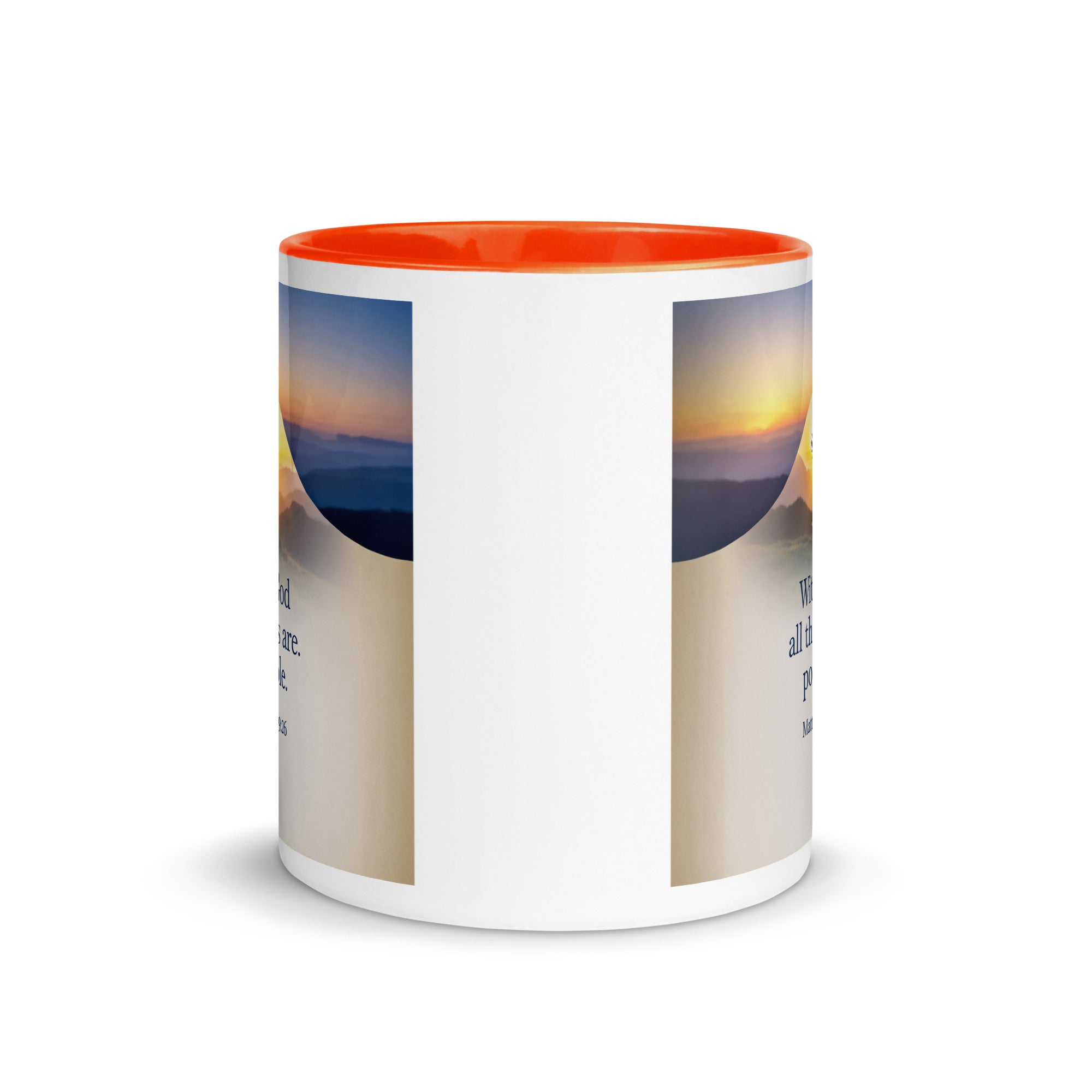 Matthew 19:26 Bible Verse at them White Ceramic Mug with Color Inside