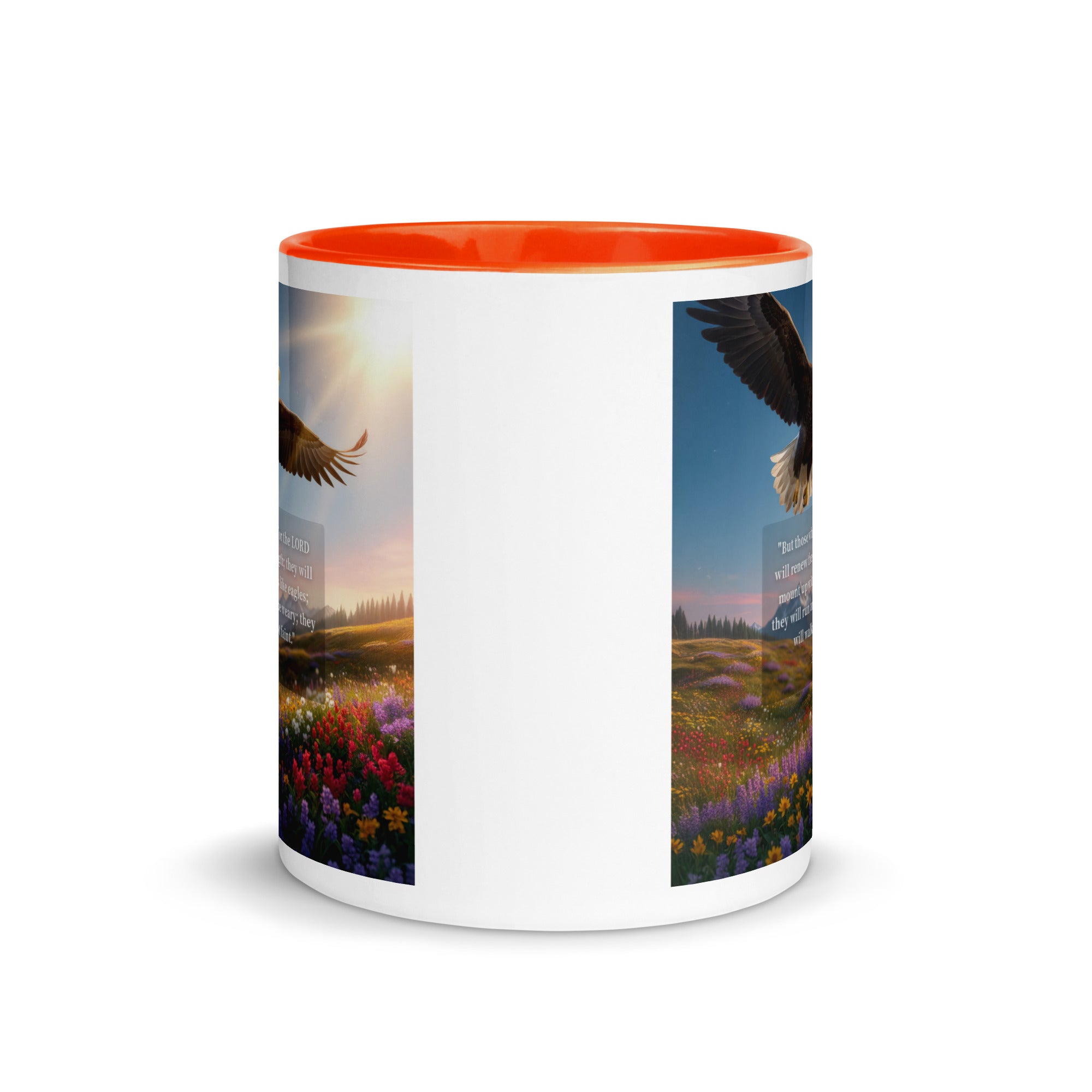 Isaiah 40:31 Bible Verse Who Wait White Ceramic Mug with Color Inside