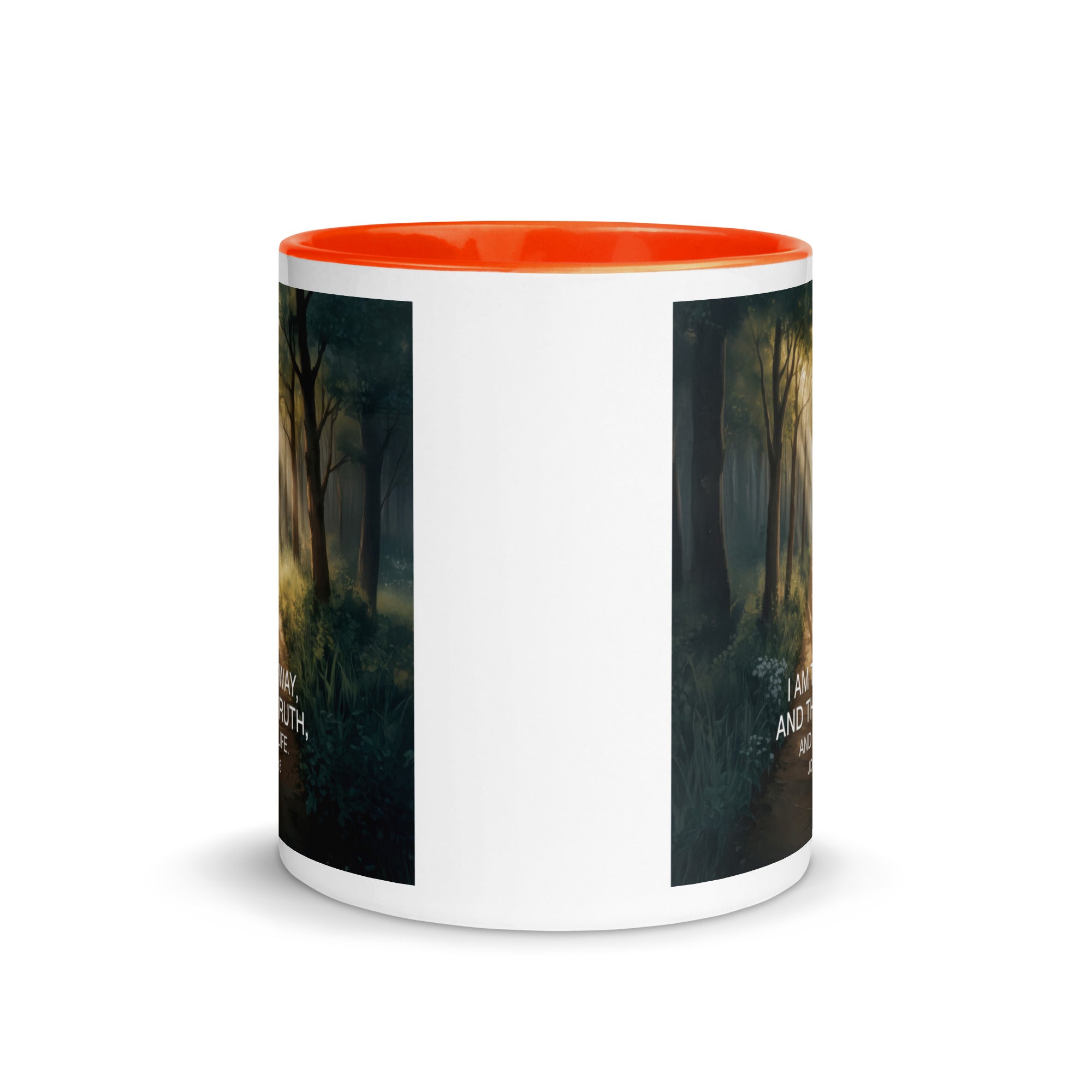 John 14:6 Bible Verse I Am White Ceramic Mug with Color Inside