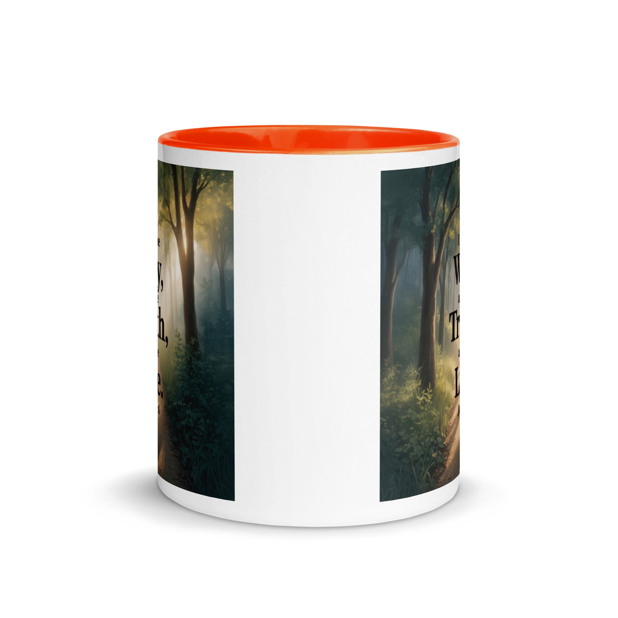 John 14:6 Bible Verse The Life White Ceramic Mug with Color Inside