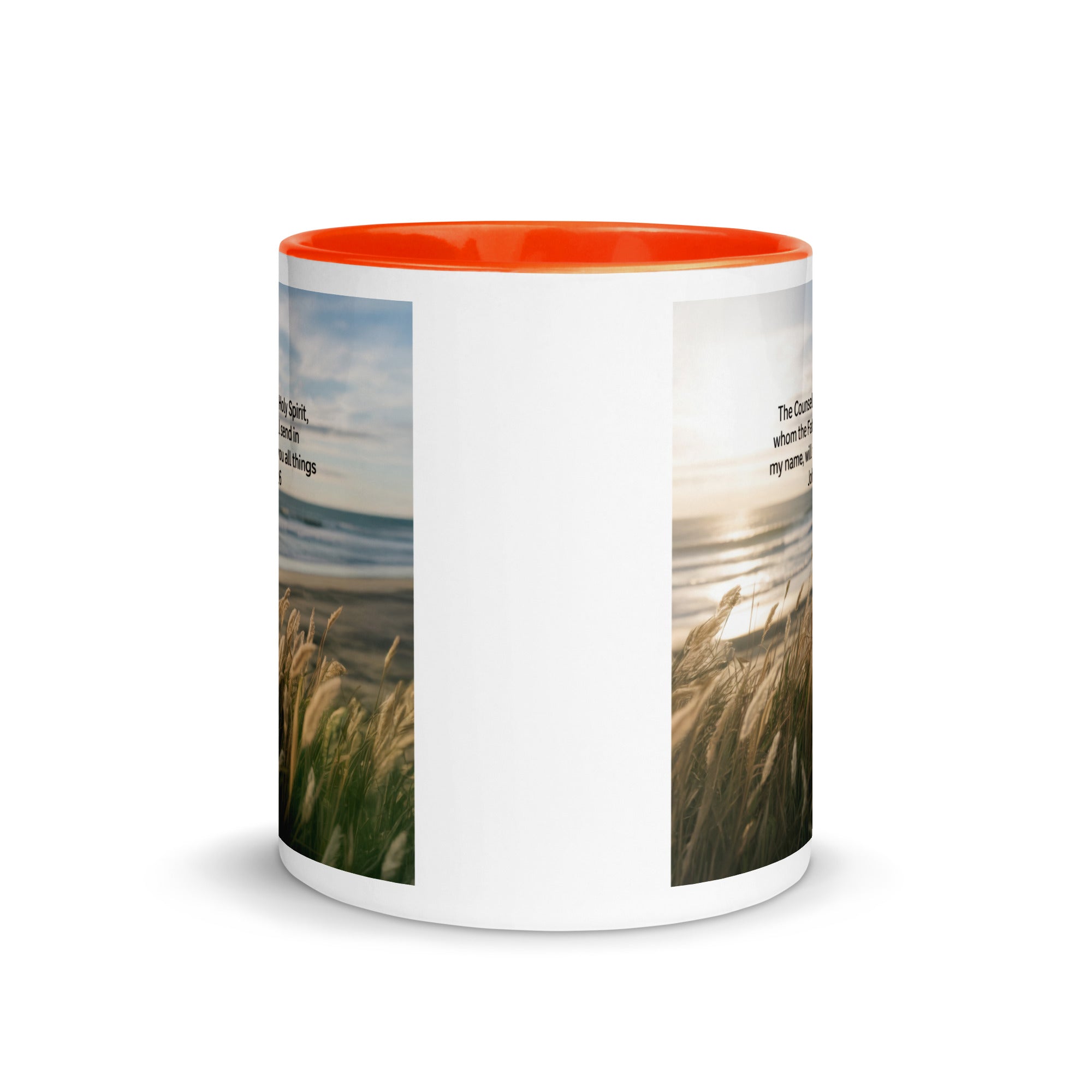 John 14:26 Bible Verse in my name White Ceramic Mug with Color Inside