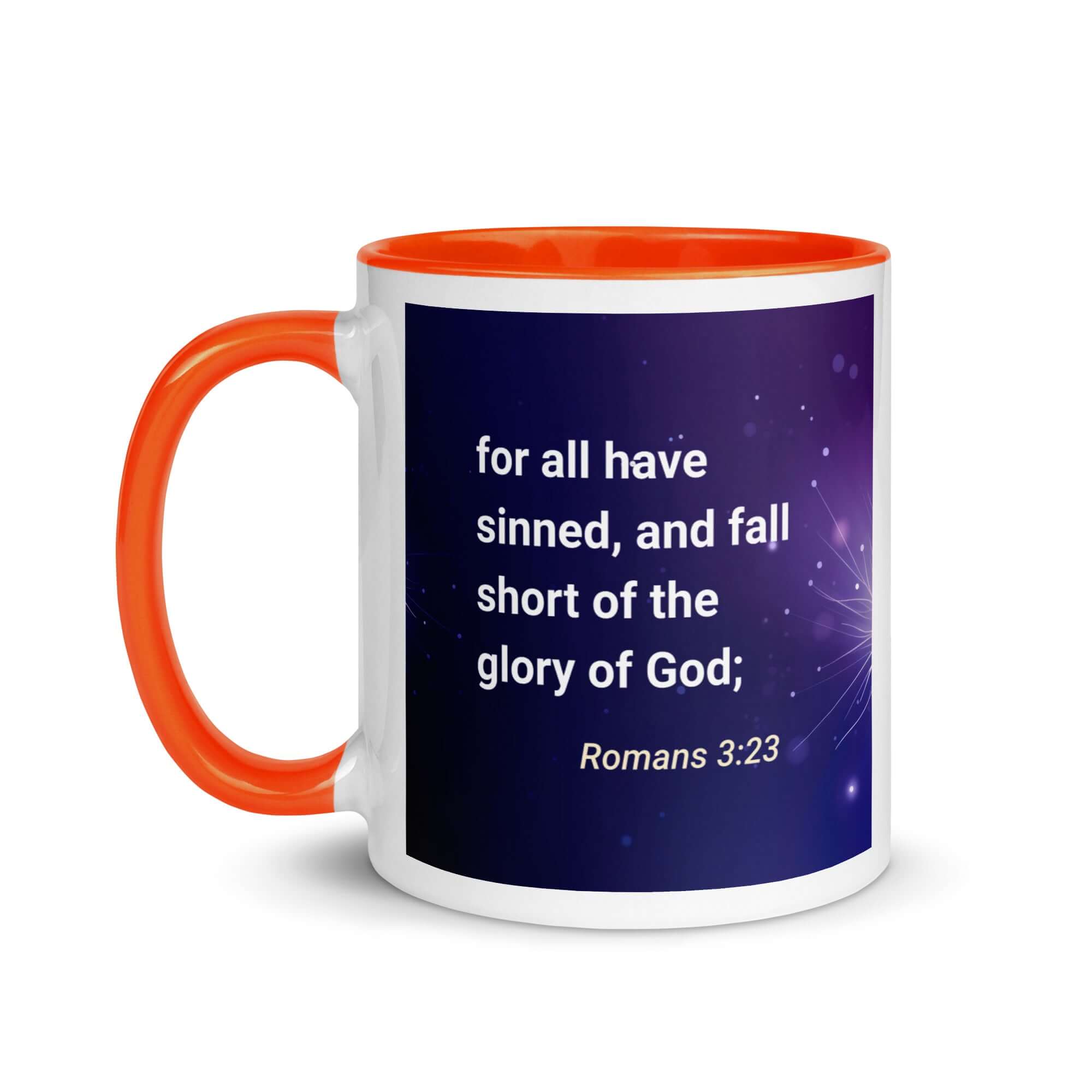 Romans 3:23 Bible Verse, all have sinned White Ceramic Mug with Color Inside