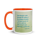 Psalm 23:4 Bible Verse, fear no evil White Ceramic Mug with Color Inside