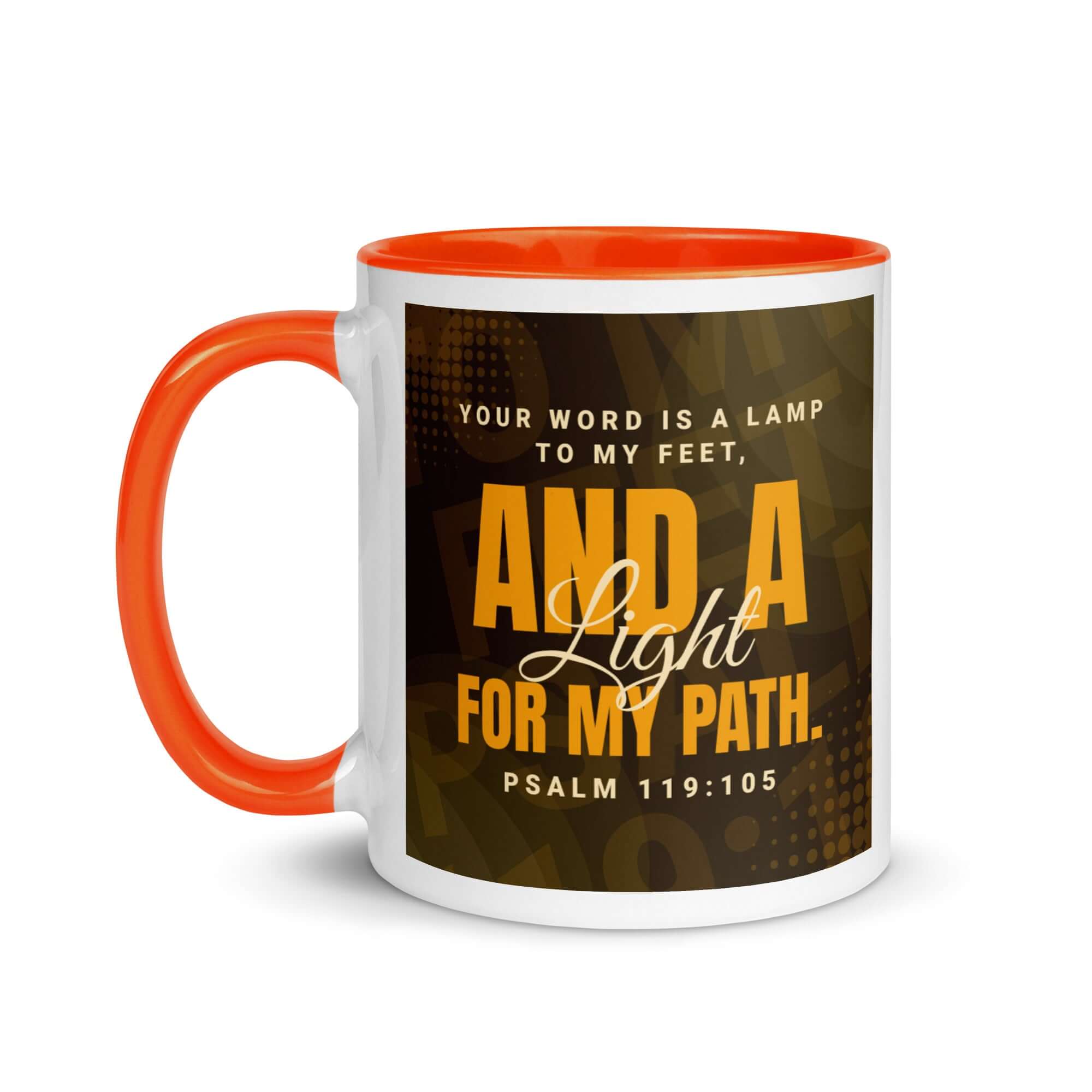 Psalm 119:105 Bible Verse, lamp to my feet White Ceramic Mug with Color Inside