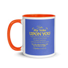 Matthew 11:29-30 Bible Verse, Take my yoke White Ceramic Mug with Color Inside