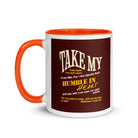 Matthew 11:29-30 Bible Verse, learn from me White Ceramic Mug with Color Inside