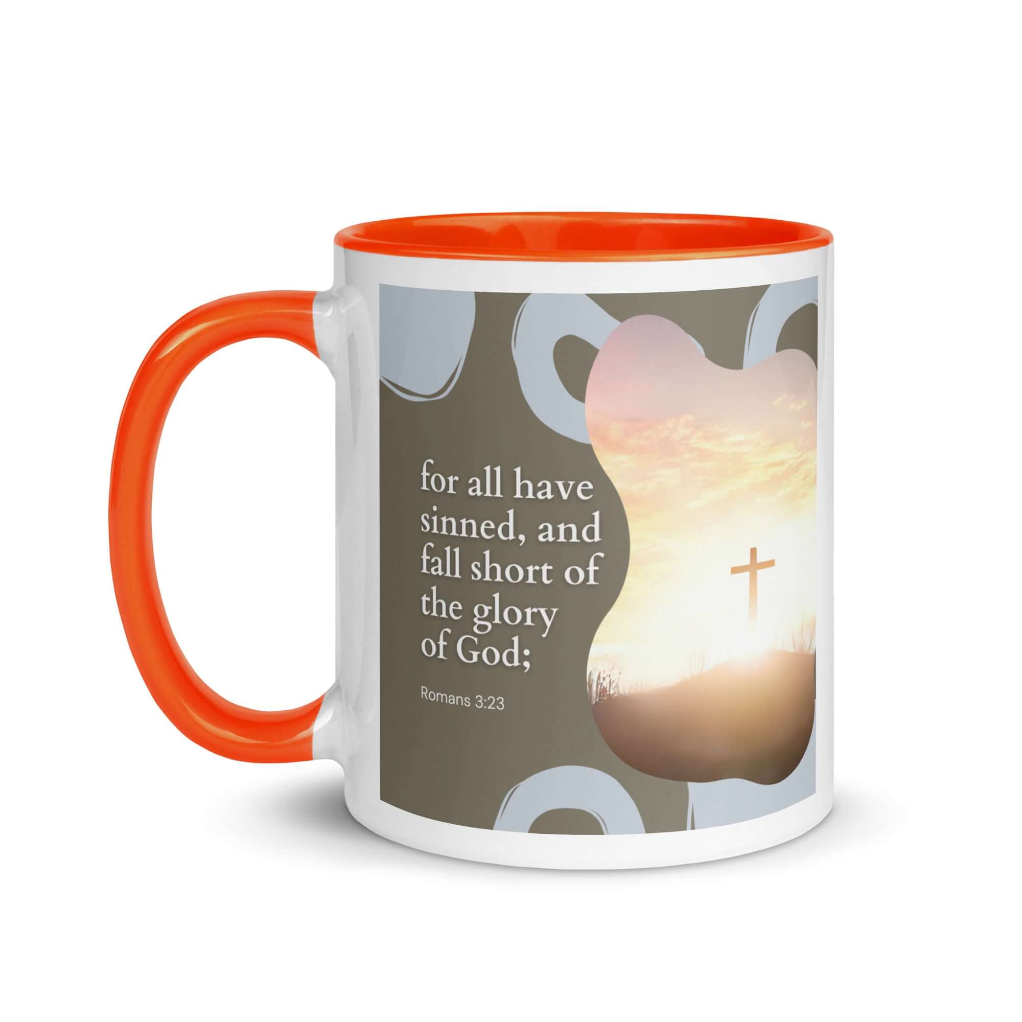 Romans 3:23 Bible Verse, the glory White Ceramic Mug with Color Inside