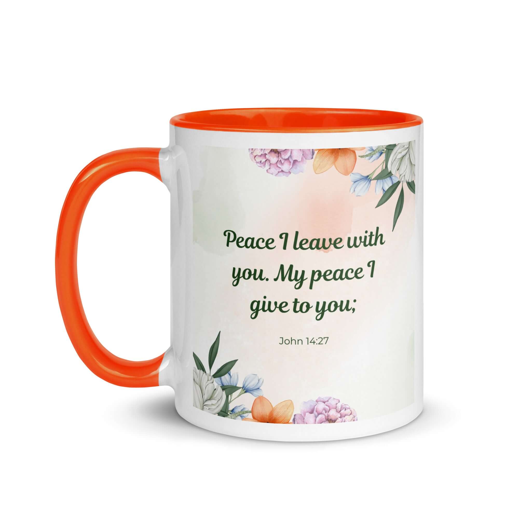 John 14:27 Bible Verse, with you White Ceramic Mug with Color Inside