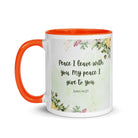John 14:27 Bible Verse, My peace White Ceramic Mug with Color Inside