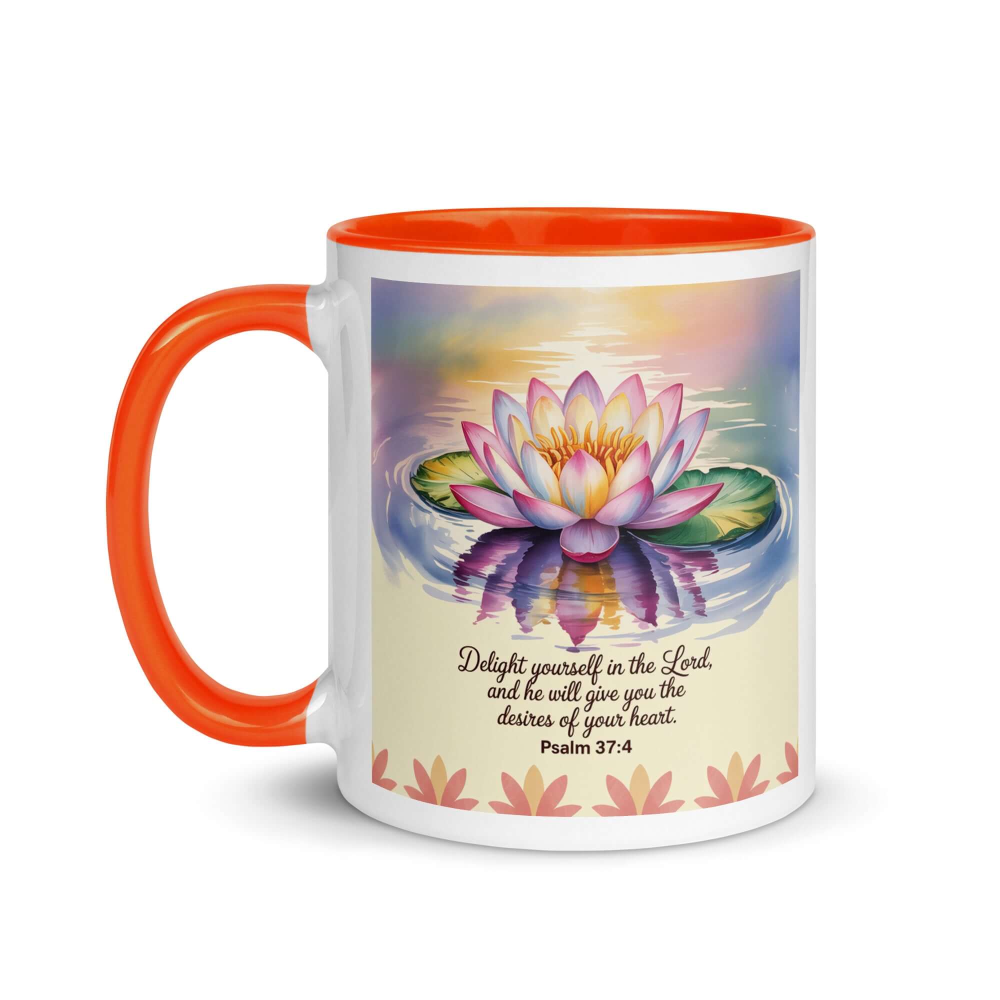 Psalm 37:4 Bible Verse, the Lord White Ceramic Mug with Color Inside