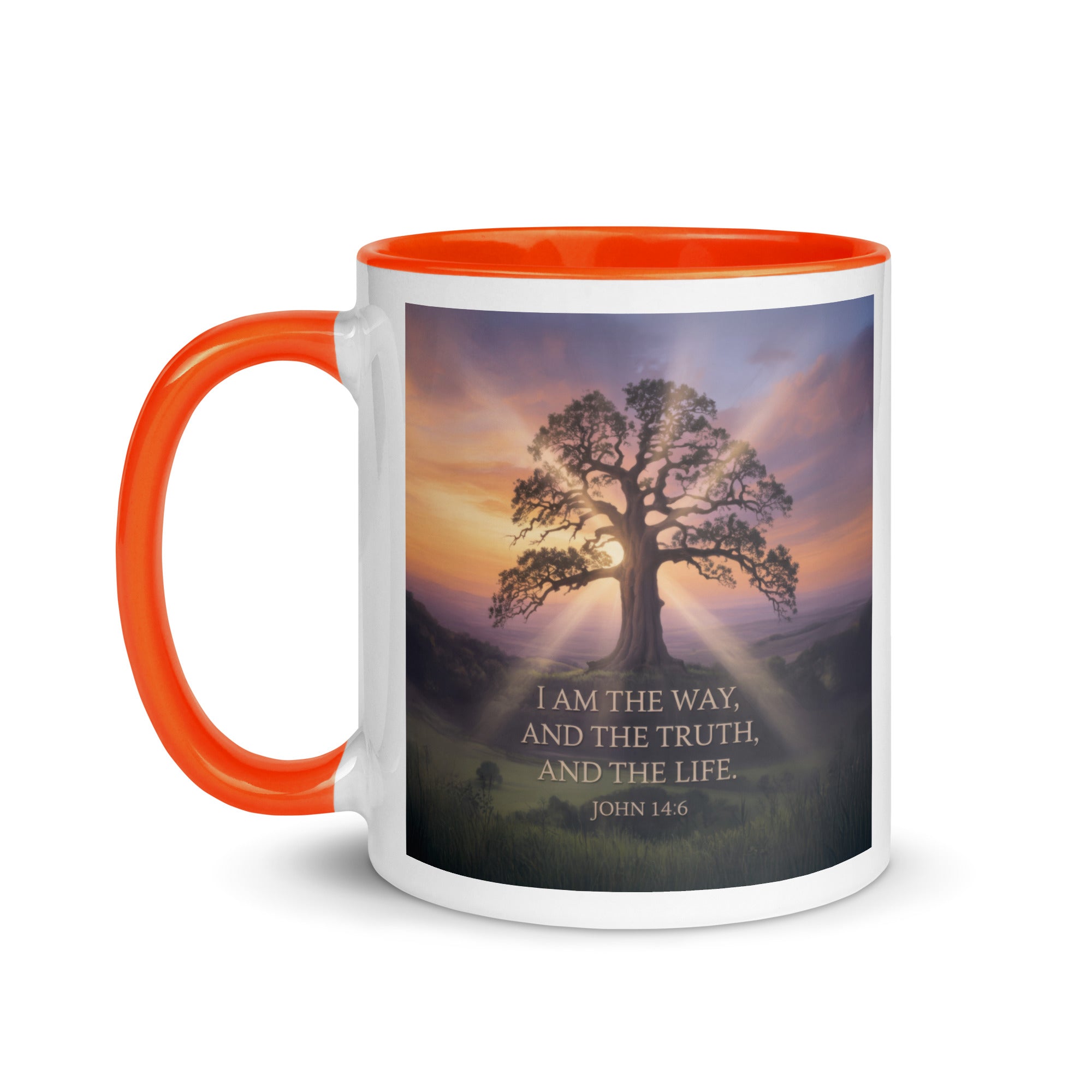 John 14:6 Bible Verse Jesus said White Ceramic Mug with Color Inside