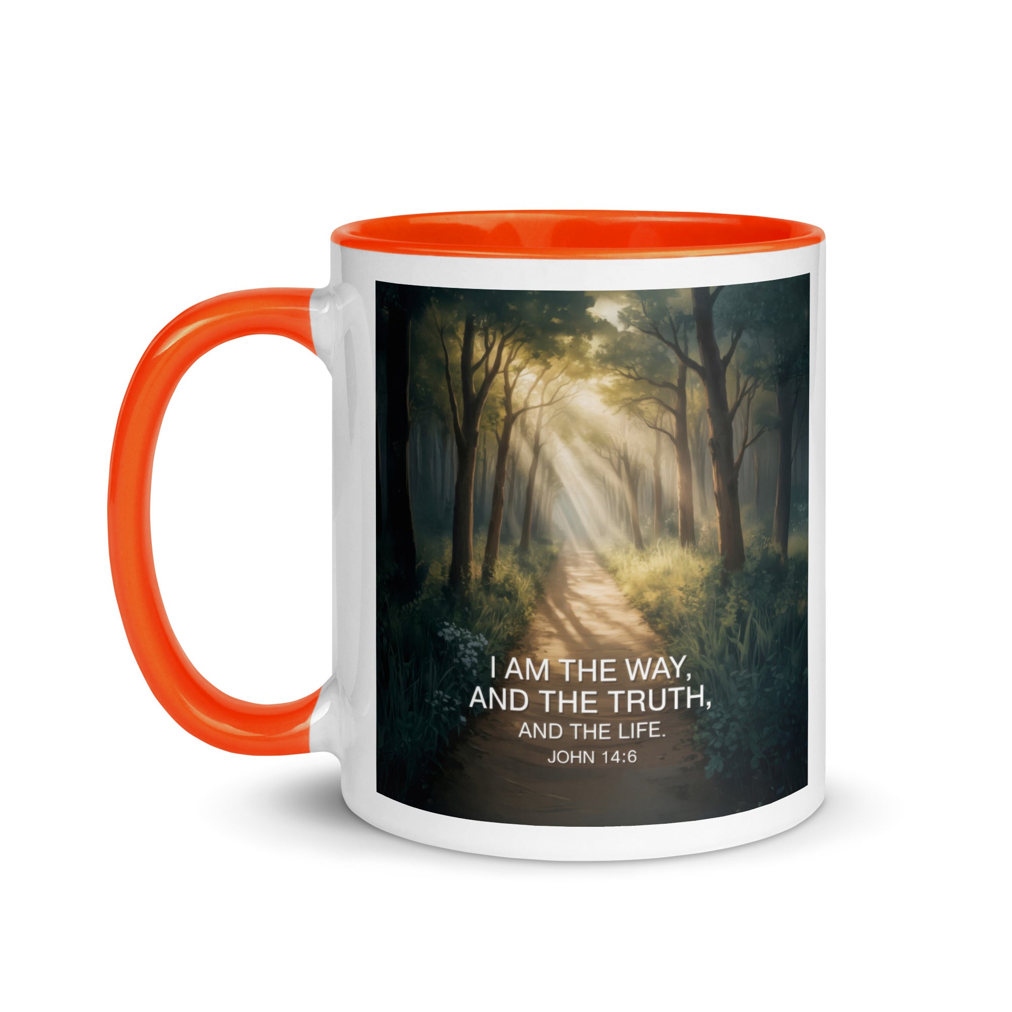 John 14:6 Bible Verse I Am White Ceramic Mug with Color Inside