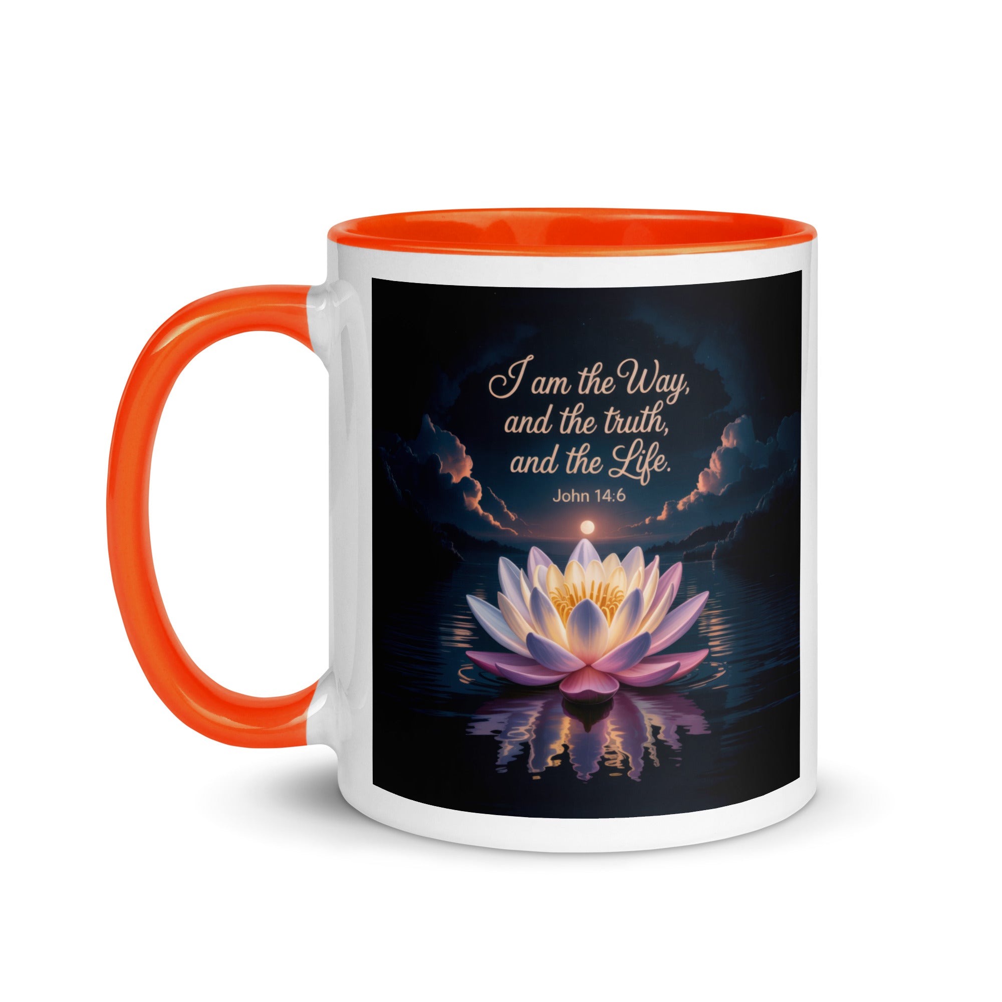 John 14:6 Bible Verse The Way White Ceramic Mug with Color Inside