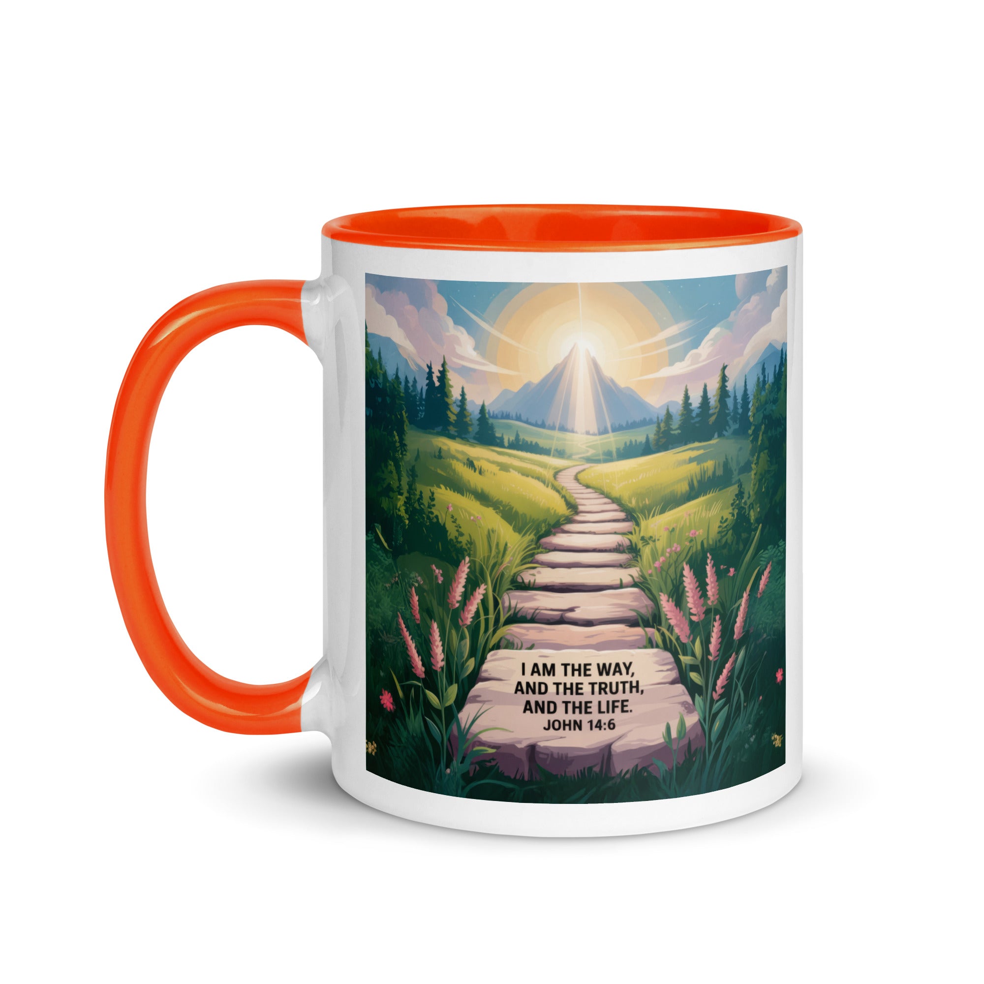 John 14:6 Bible Verse The Truth White Ceramic Mug with Color Inside