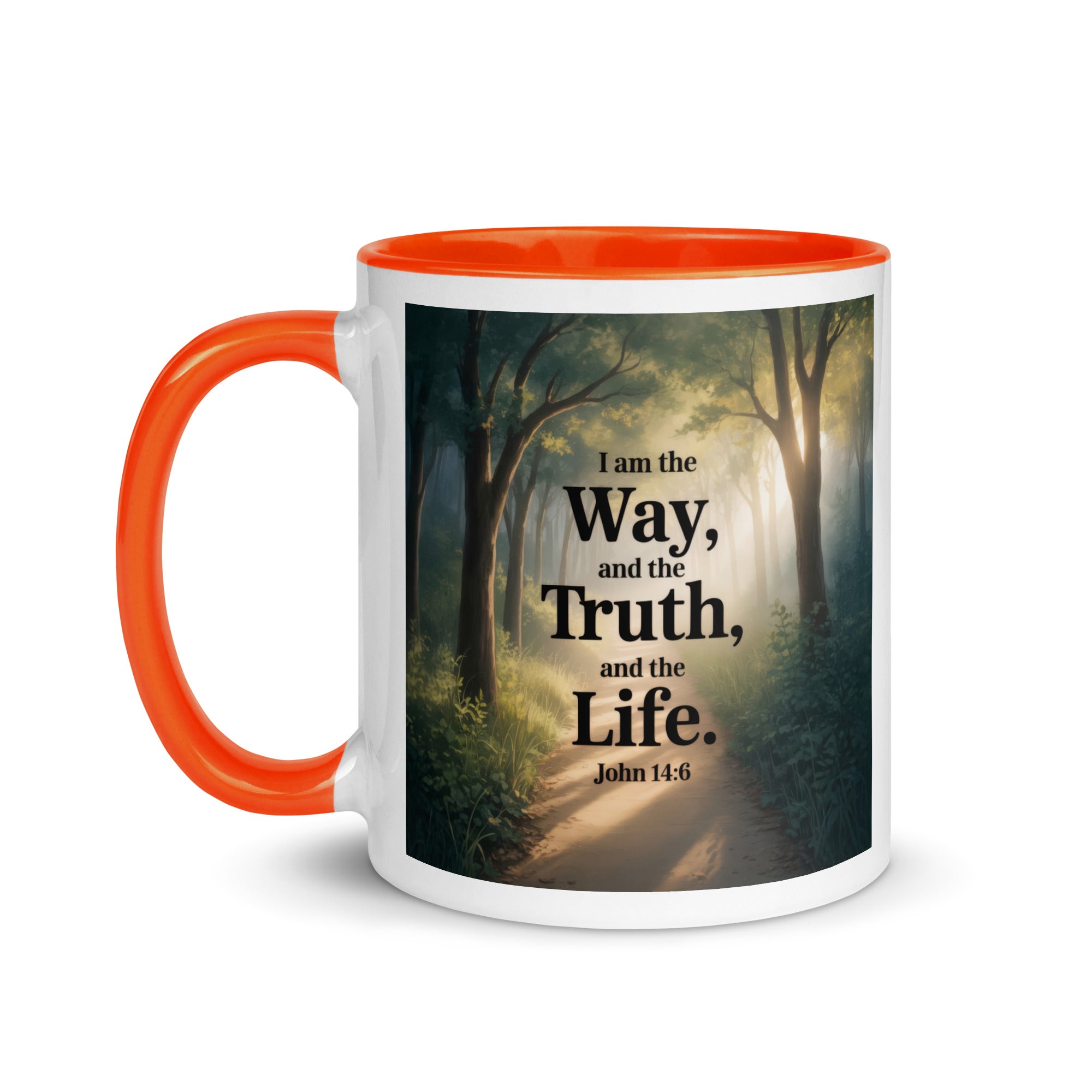John 14:6 Bible Verse The Life White Ceramic Mug with Color Inside