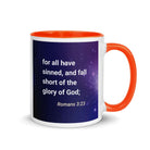 Romans 3:23 Bible Verse, all have sinned White Ceramic Mug with Color Inside Orange 11 oz