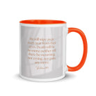 Revelation 21:4 Bible Verse, He will wipe White Ceramic Mug with Color Inside Orange 11 oz