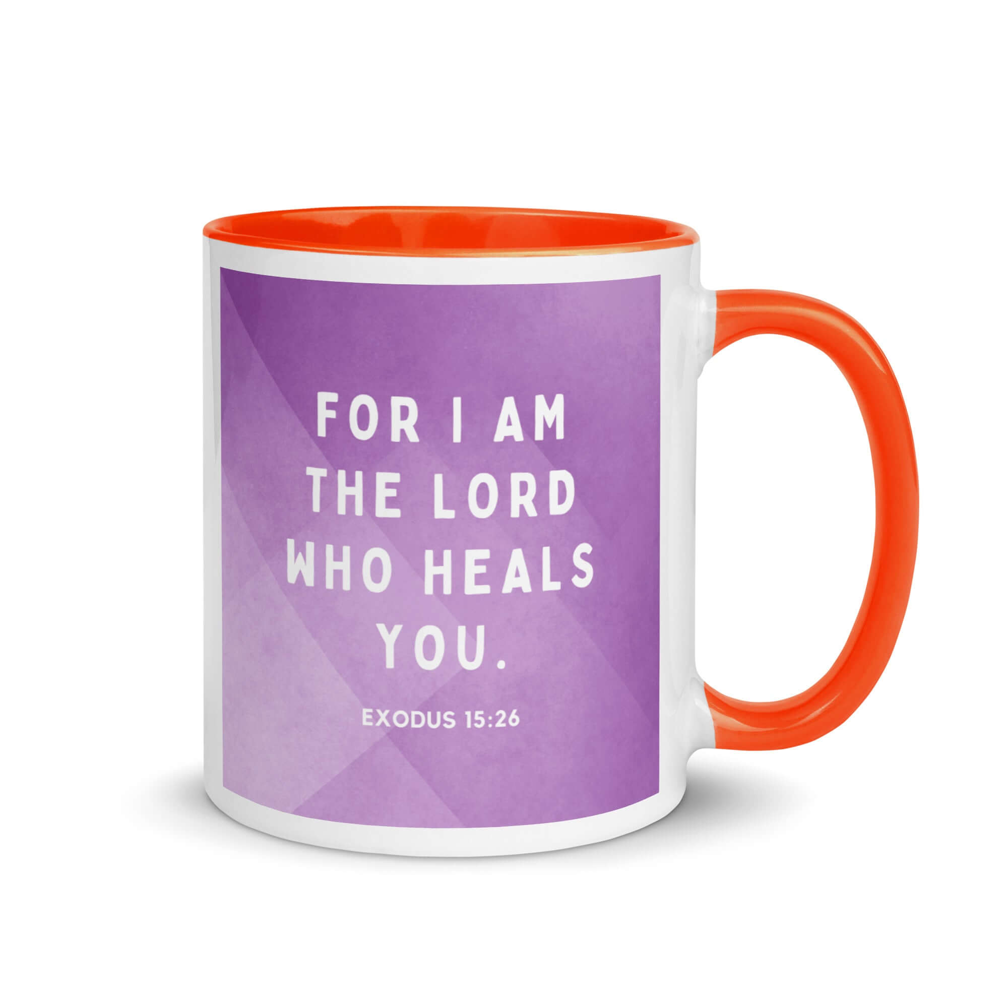 Exodus 15:26 Bible Verse, in his eyes White Ceramic Mug with Color Inside Orange 11 oz