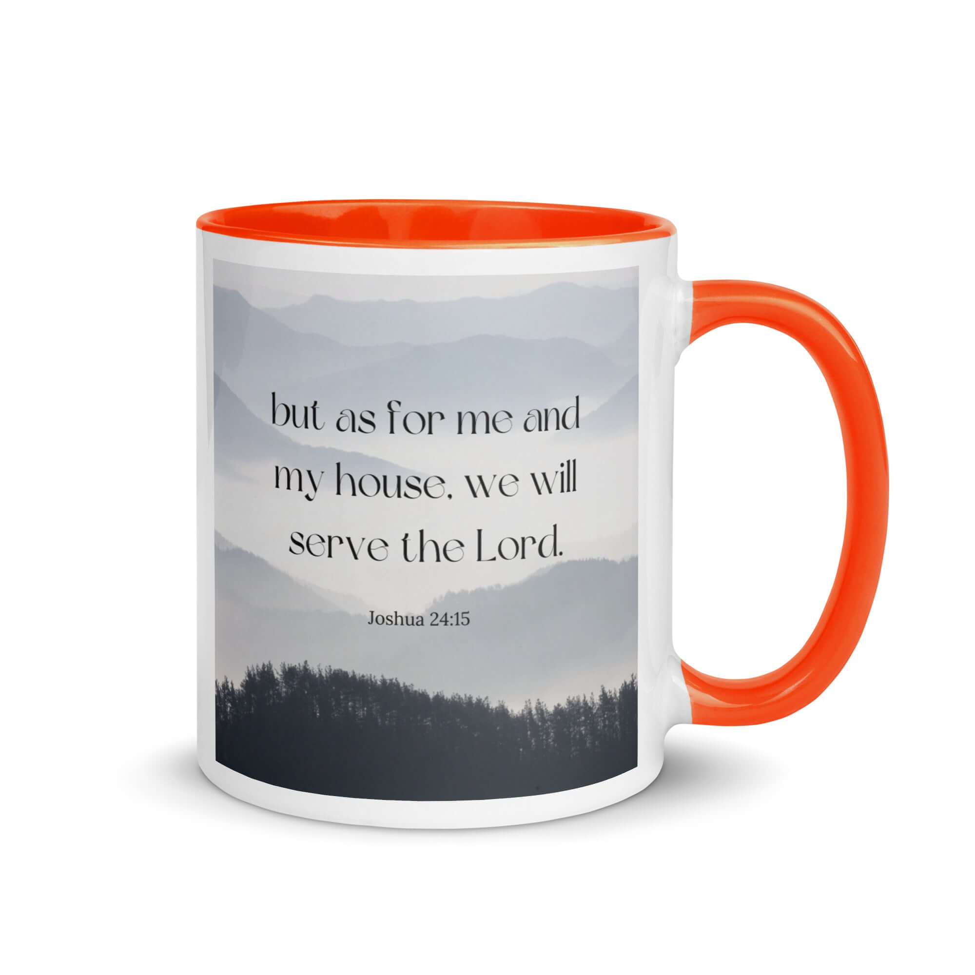 Joshua 24:15 Bible Verse, whom you White Ceramic Mug with Color Inside Orange 11 oz