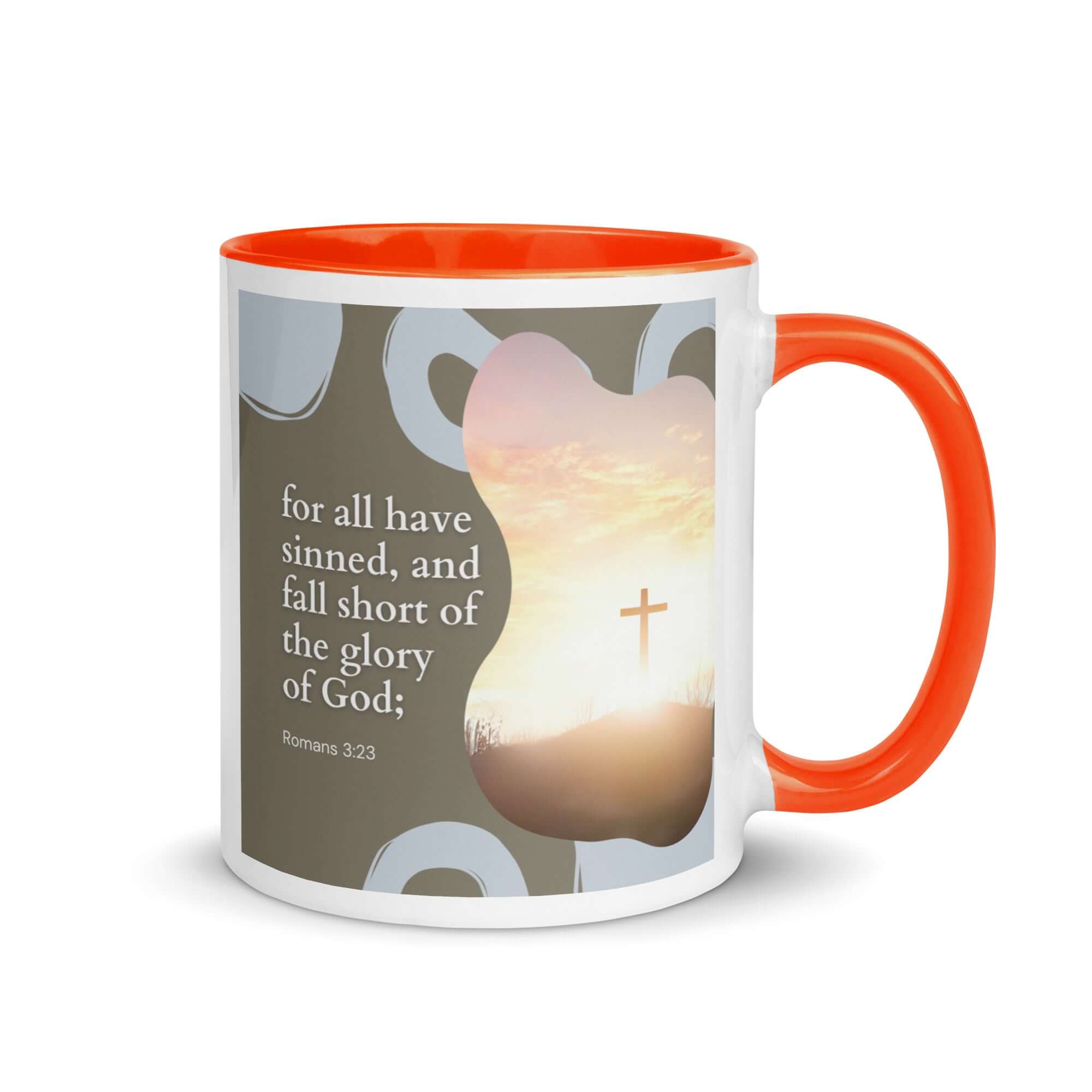 Romans 3:23 Bible Verse, the glory White Ceramic Mug with Color Inside Orange 11 oz