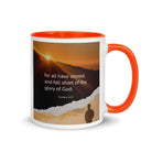 Romans 3:23 Bible Verse, of God White Ceramic Mug with Color Inside Orange 11 oz