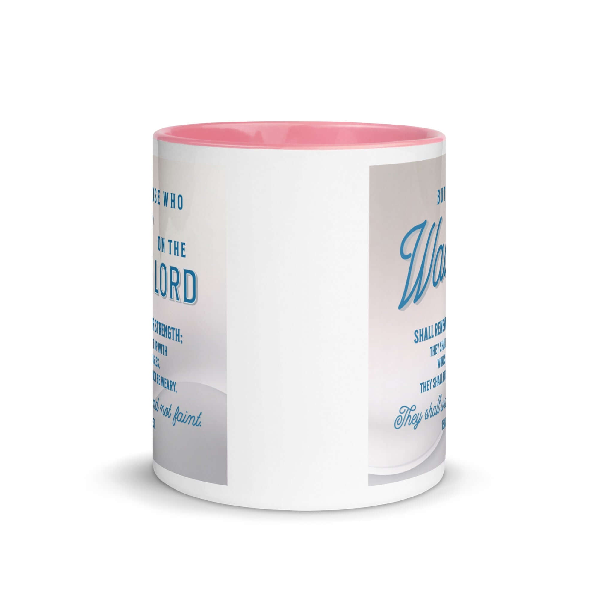 Isaiah 40:31 Bible Verse, Wings like Eagles White Ceramic Mug with Color Inside