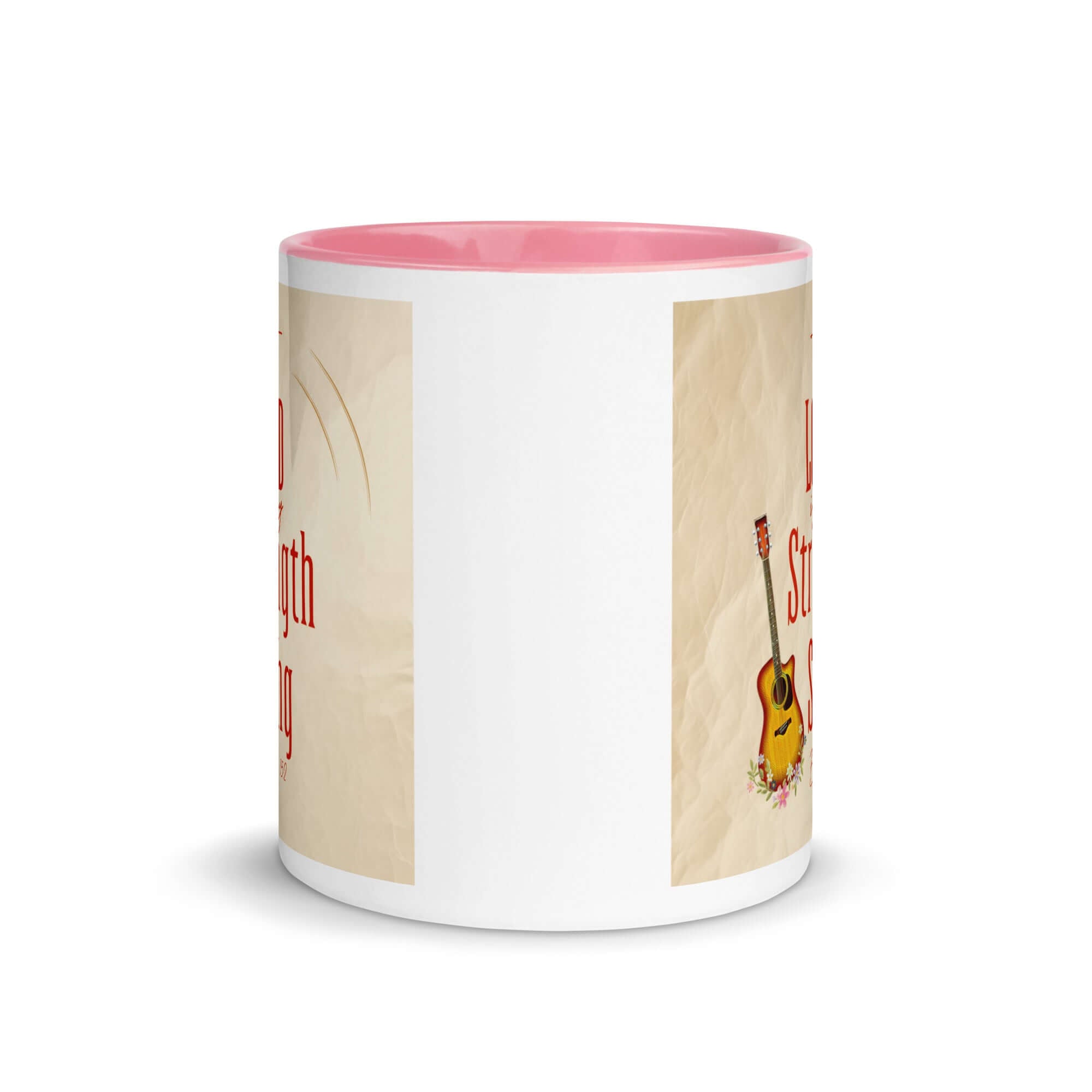 Exodus 15:2 Bible Verse, The LORD is my strength White Ceramic Mug with Color Inside