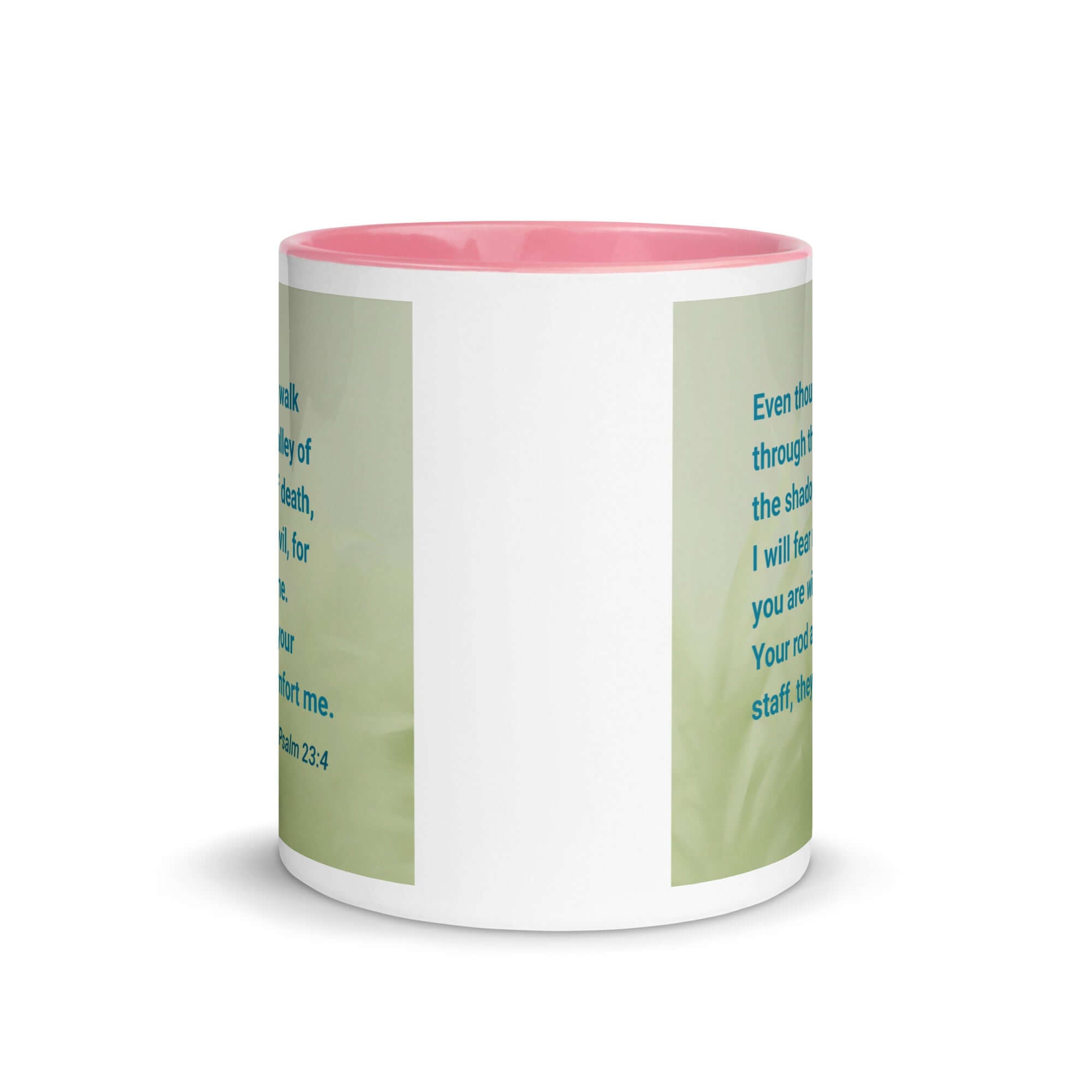Psalm 23:4 Bible Verse, fear no evil White Ceramic Mug with Color Inside