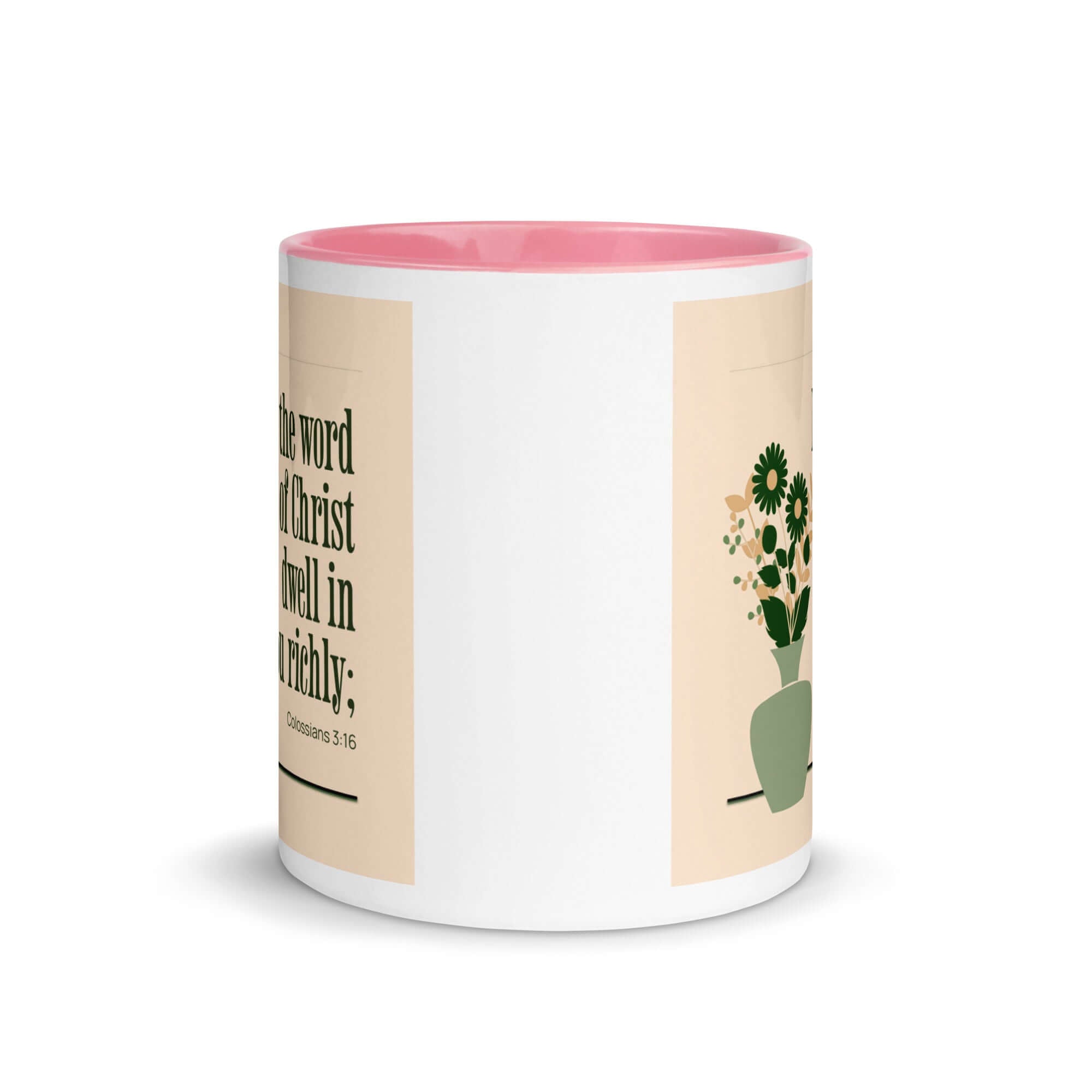 Colossians 3:16 Bible Verse, word of Christ White Ceramic Mug with Color Inside