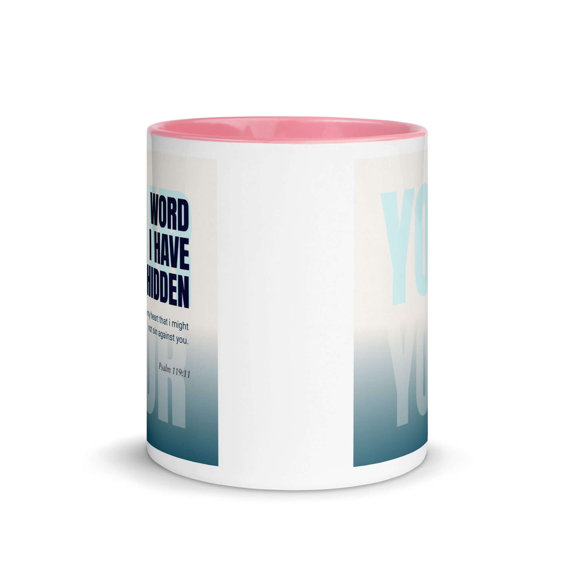 Psalm 119:11 Bible Verse, hidden your word White Ceramic Mug with Color Inside